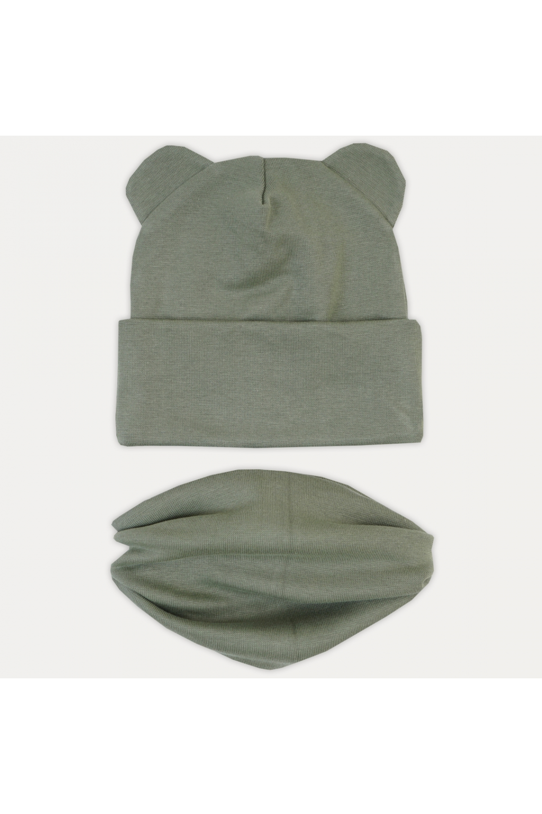Шапочка і хомут для малят олива стрейч