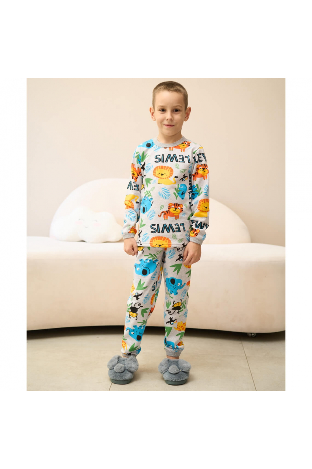 Піжама для хлопчика  Сафарі сірий начіс (футер)