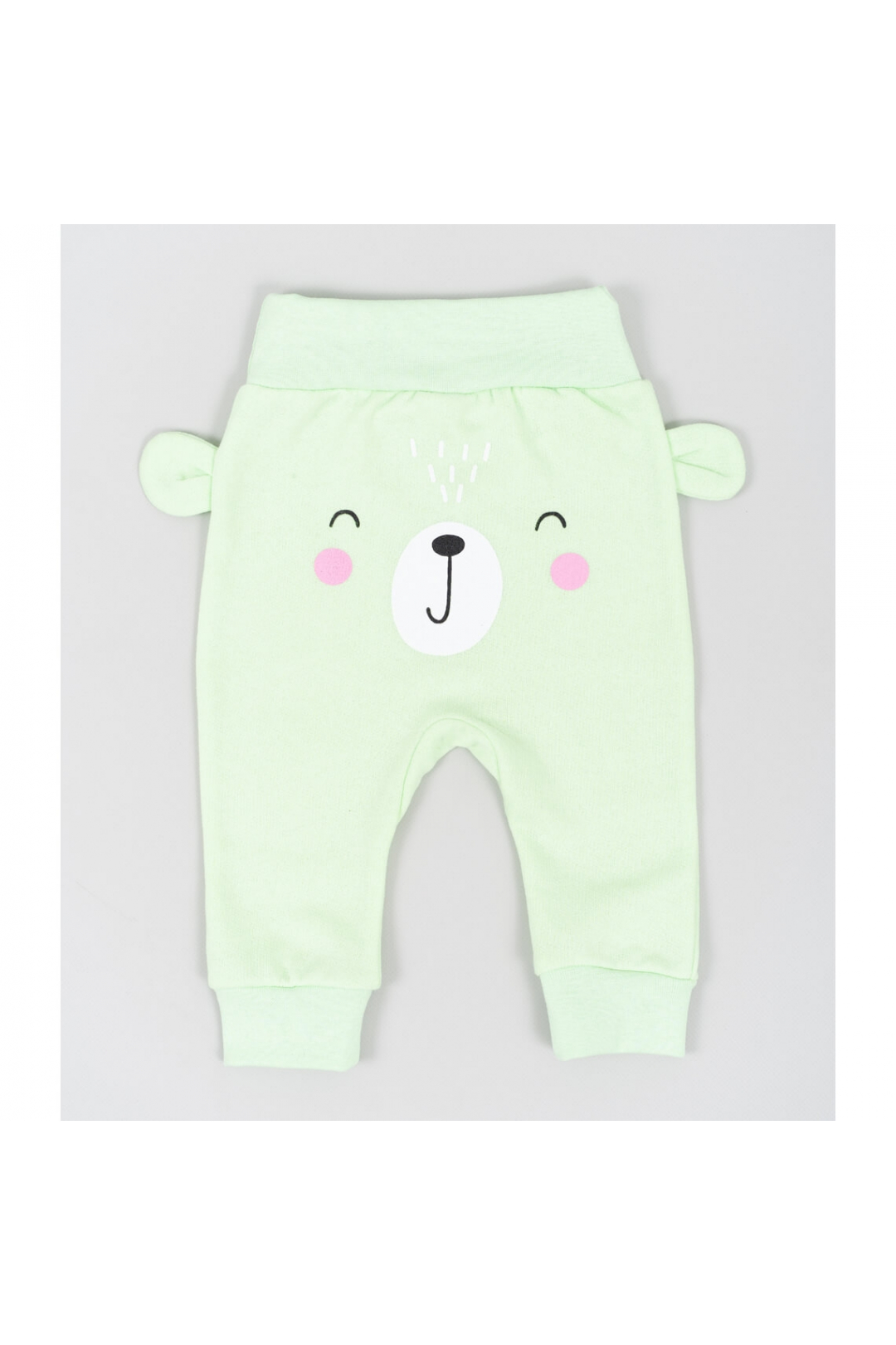 Штанці  ясельні з мордочкою та вушками салатовий начіс (футер)