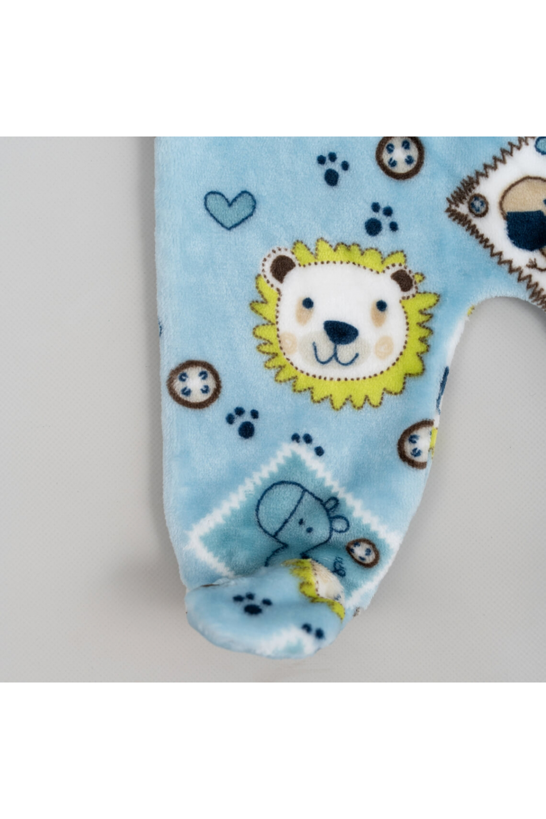 Пухнастий комбінезон для малят Левеня блакитний велсофт