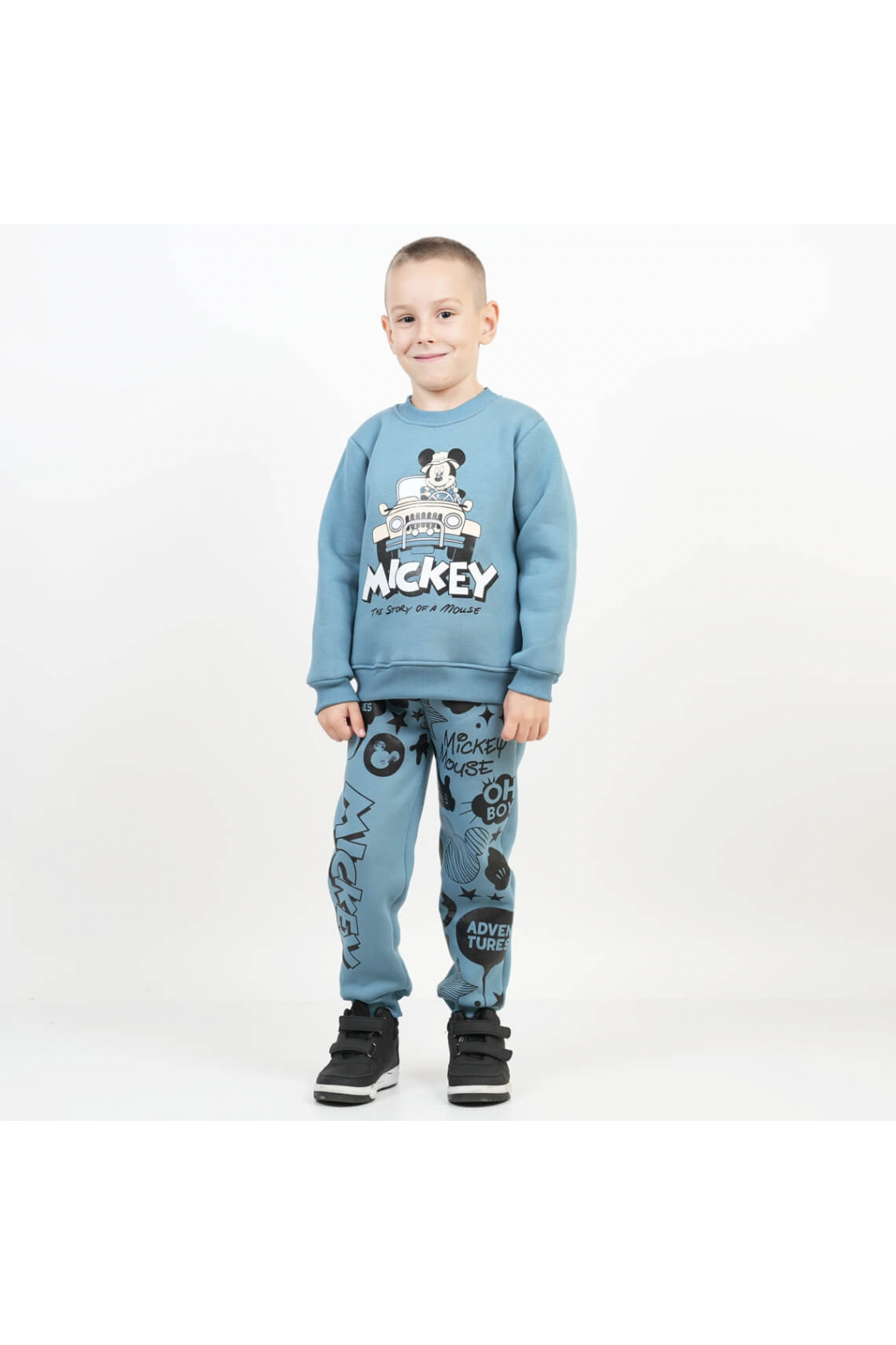 Костюм для хлопчика бірюза тринитка на флісі