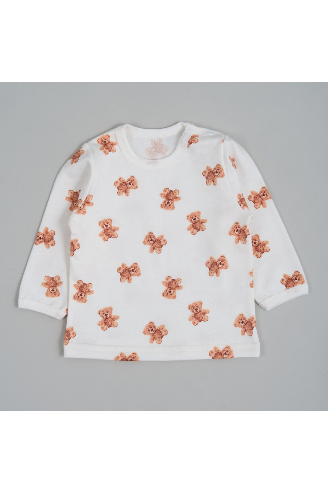 Джемпер ясельний з застібкою по плечу Ведмедик молочний начіс (футер)