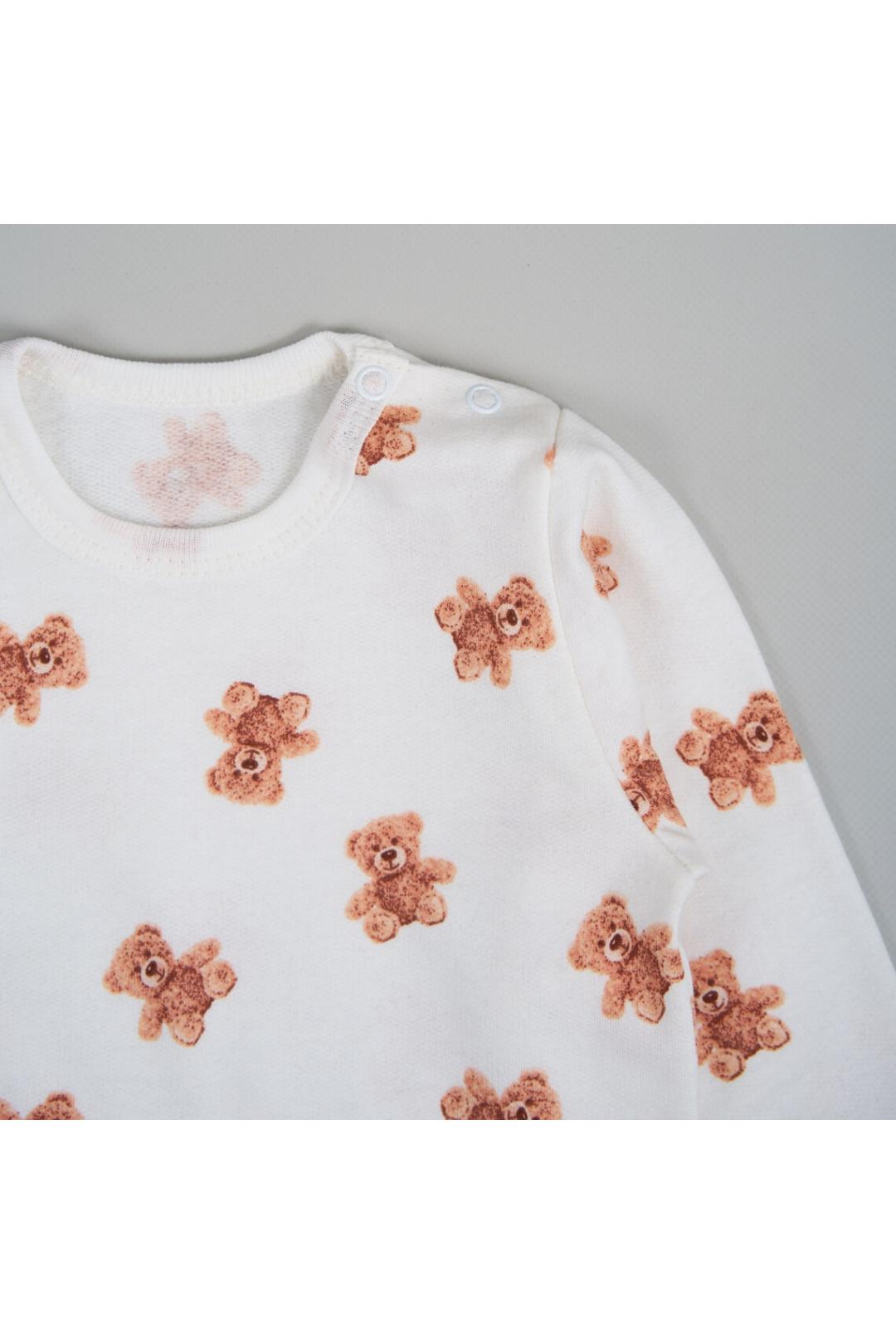 Джемпер ясельний з застібкою по плечу Ведмедик молочний начіс (футер)