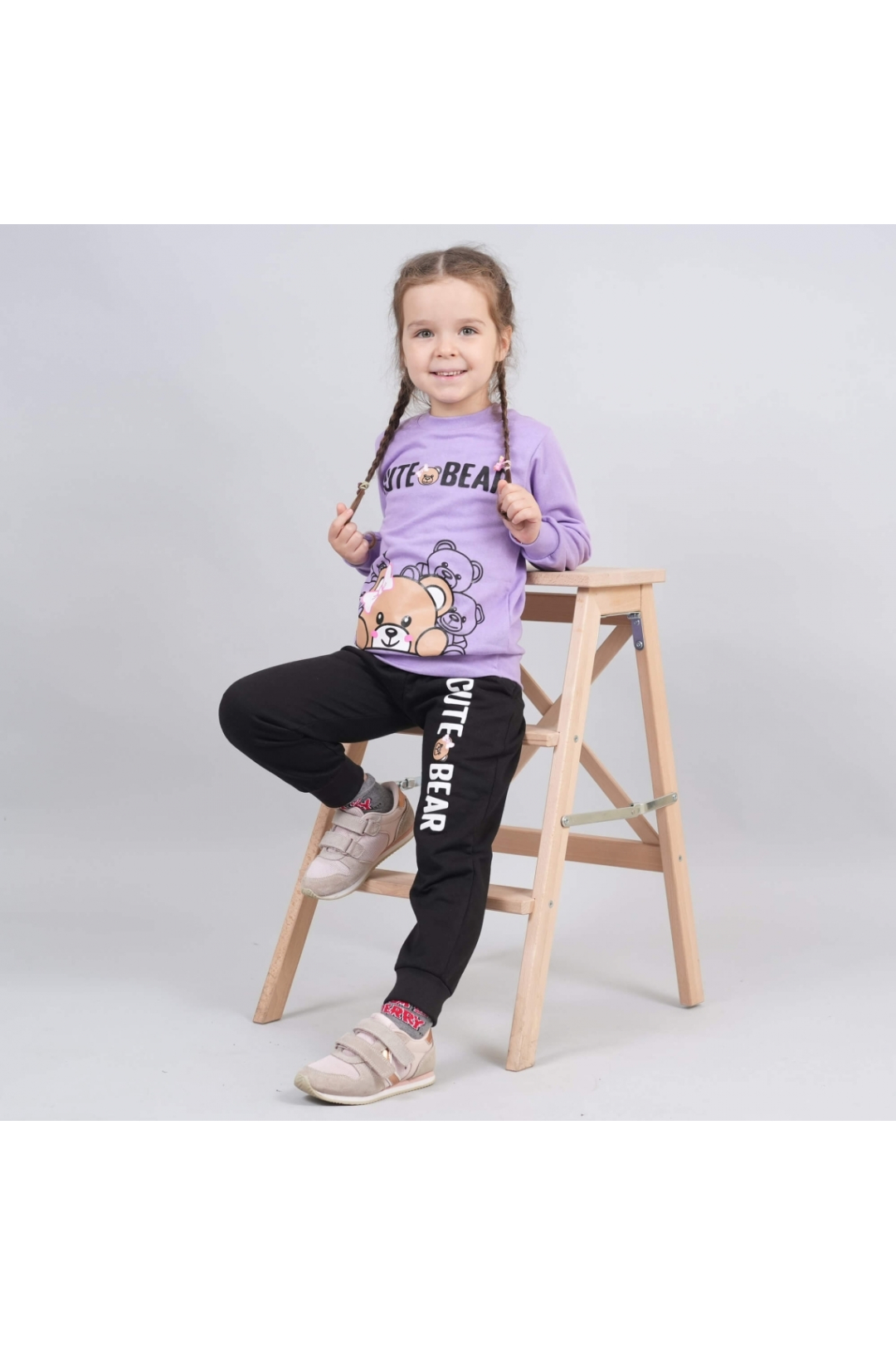 Костюм для дівчинки Ведмедики бузковий начіс (футер)