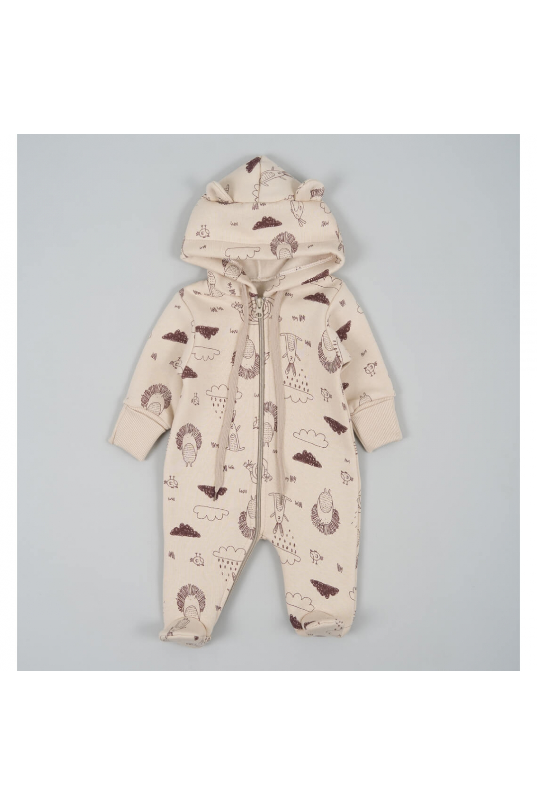 Комбінезон для малят  Лісові Звірята молочний тринитка на флісі