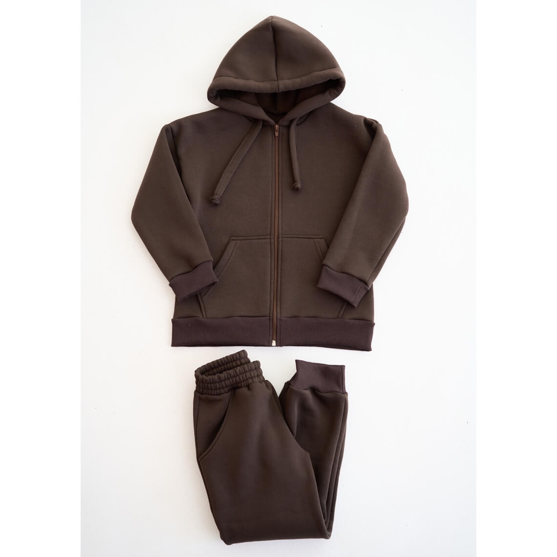 Теплий костюм для дівчинки шоколад тринитка на флісі