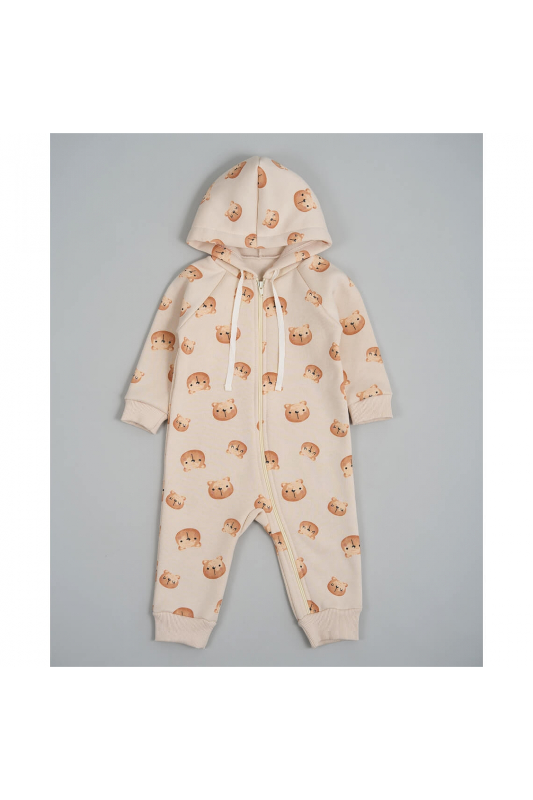 Комбінезони для новонародженних Ведмедики молочний тринитка на флісі