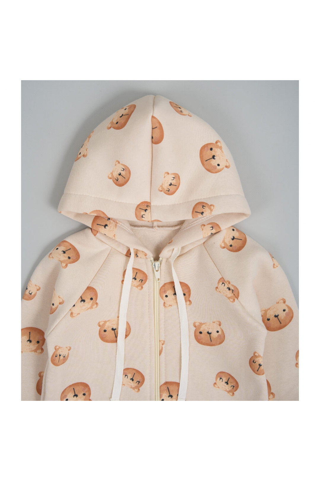 Комбінезони для новонародженних Ведмедики молочний тринитка на флісі