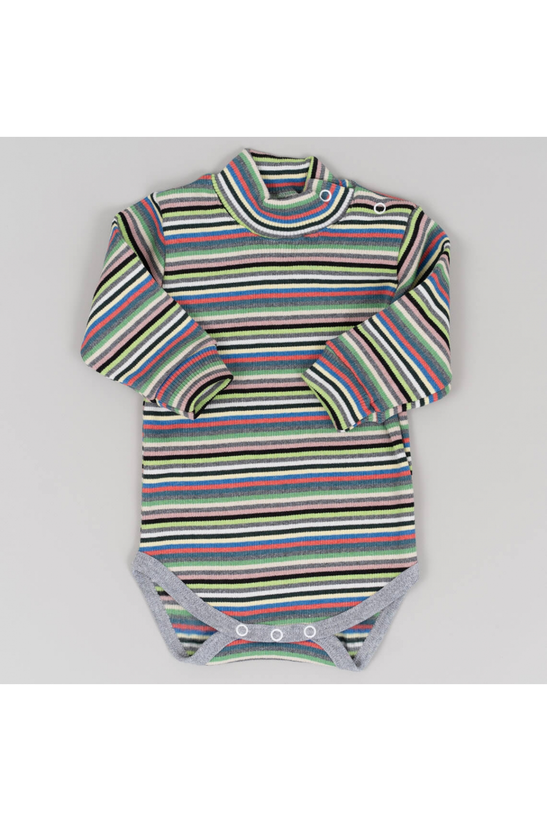 Боді теплий в полоску салатовий рубчик з начісом