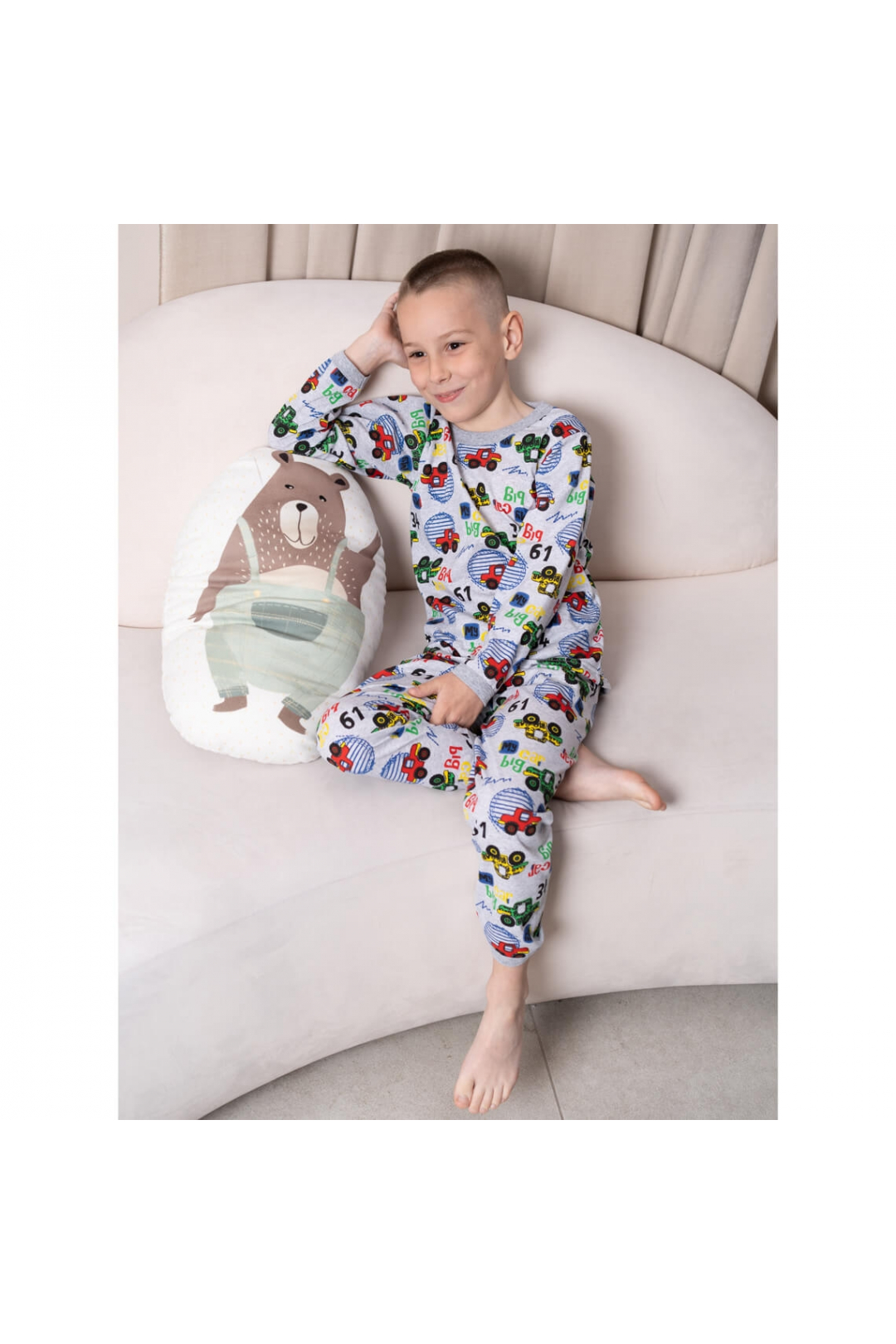 Піжама для хлопчика Машини сірий кулір пеньє