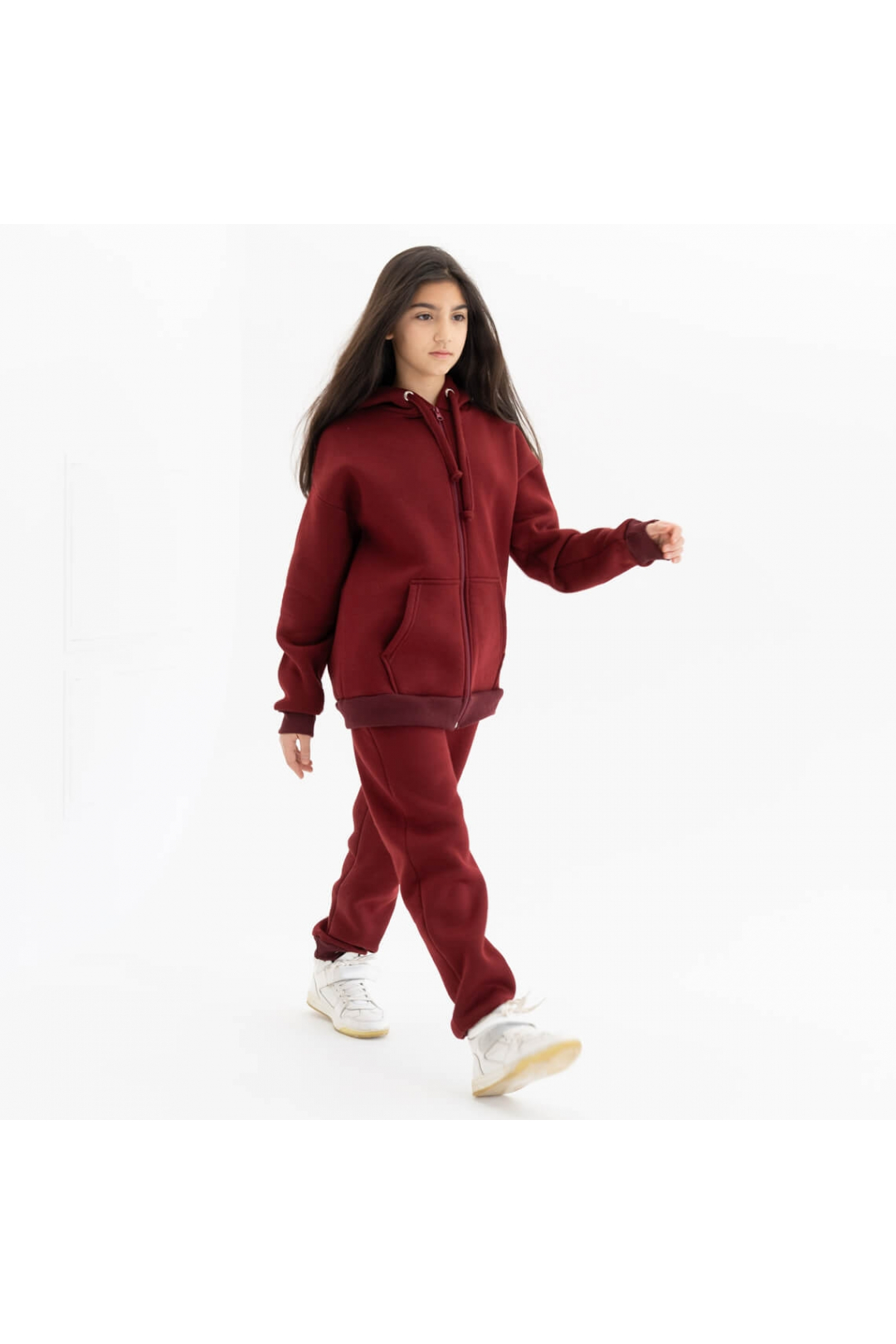 Костюм  для дівчинки бордо тринитка на флісі