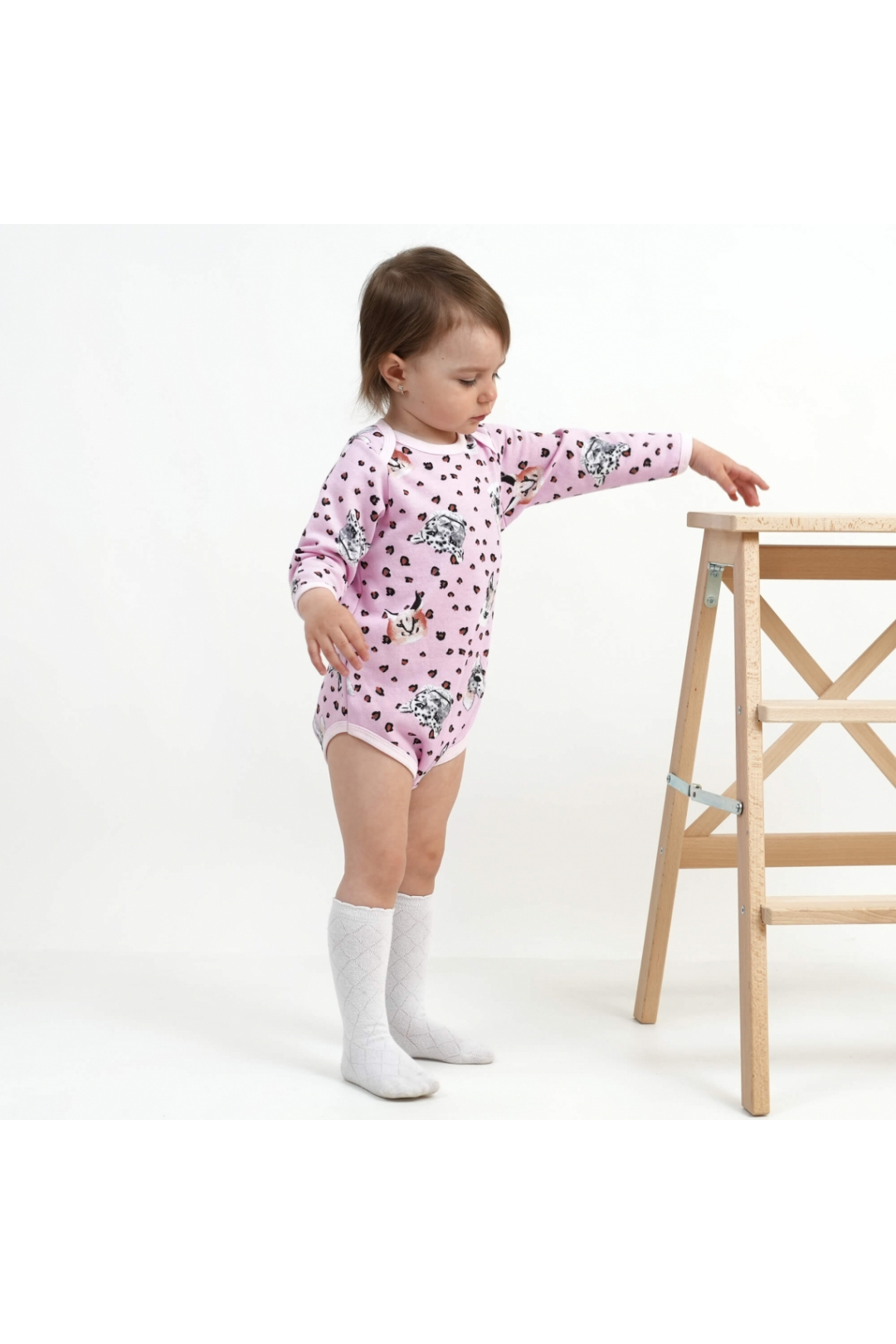Боді для дівчинки Лео рожевий начіс (футер)