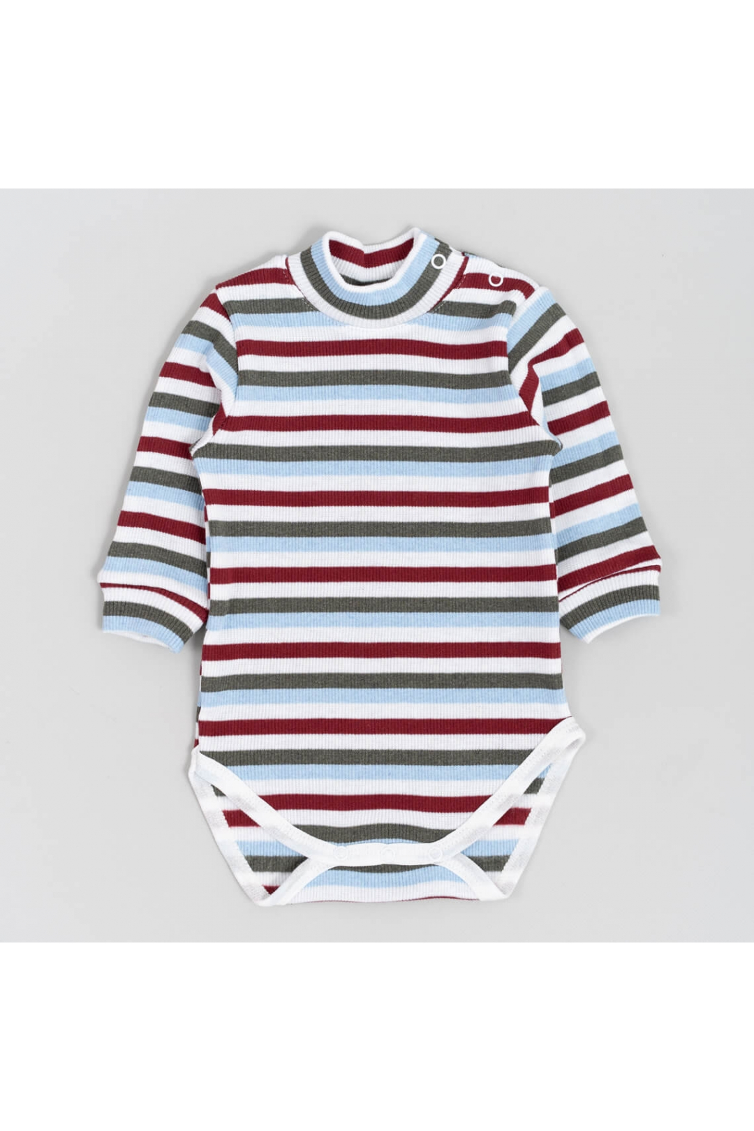 Боді теплий в полоску блакитний-бордовий рубчик з начісом