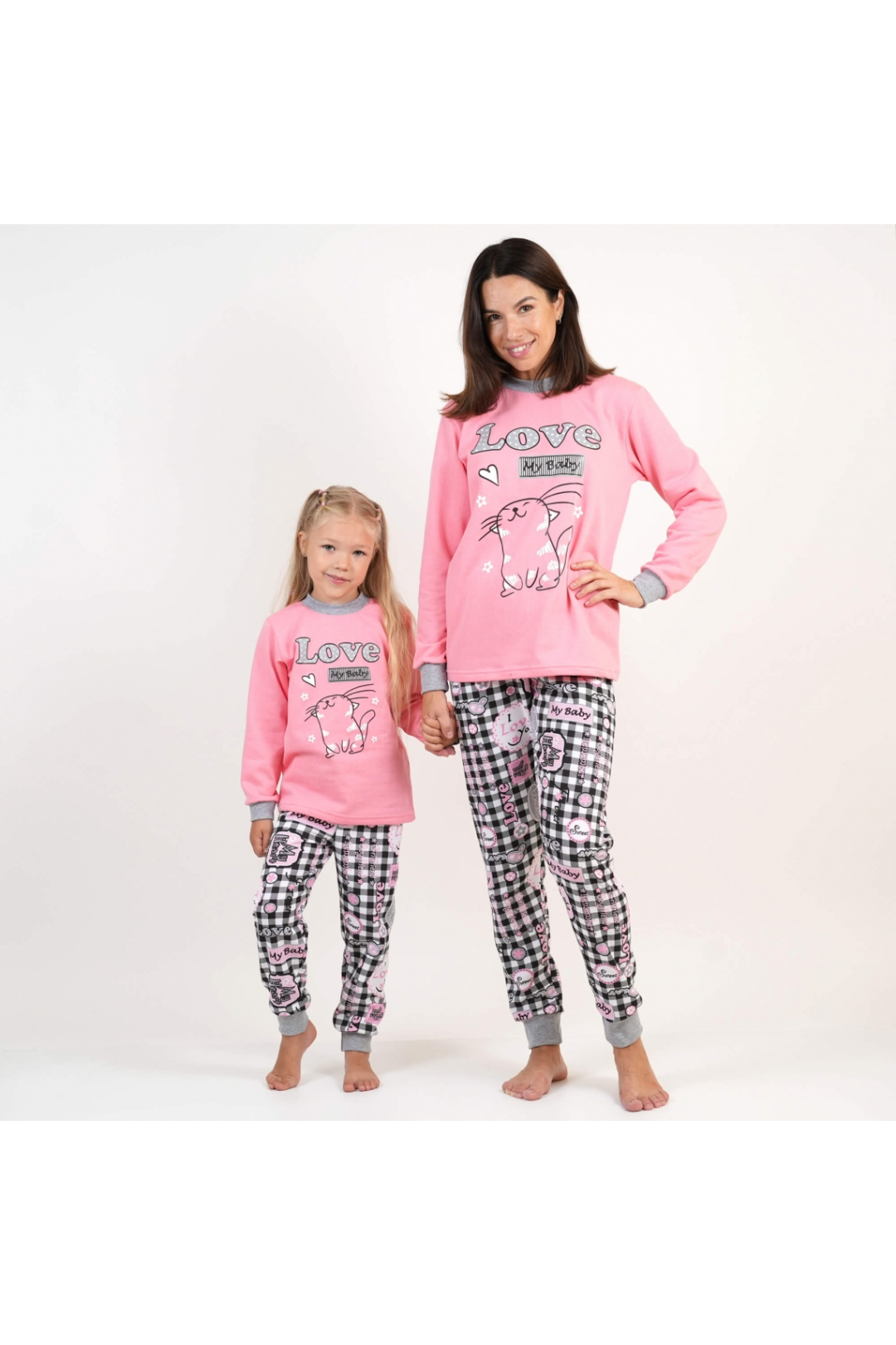 Піжама жіноча  Family Look рожевий начіс (футер)