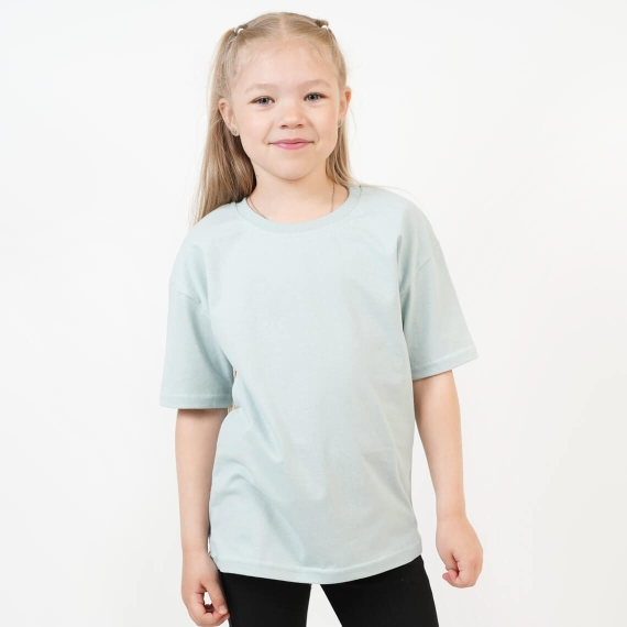Футболка для хлопчика оверсайз однотонна сіро-зелений кулір