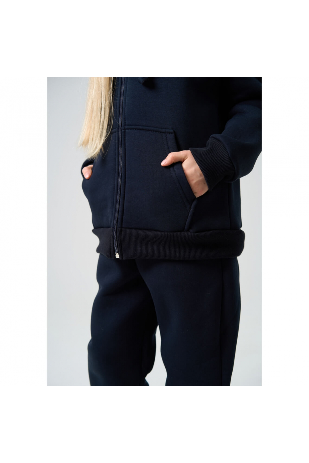 Костюм для дівчинки темно-синій тринитка на флісі