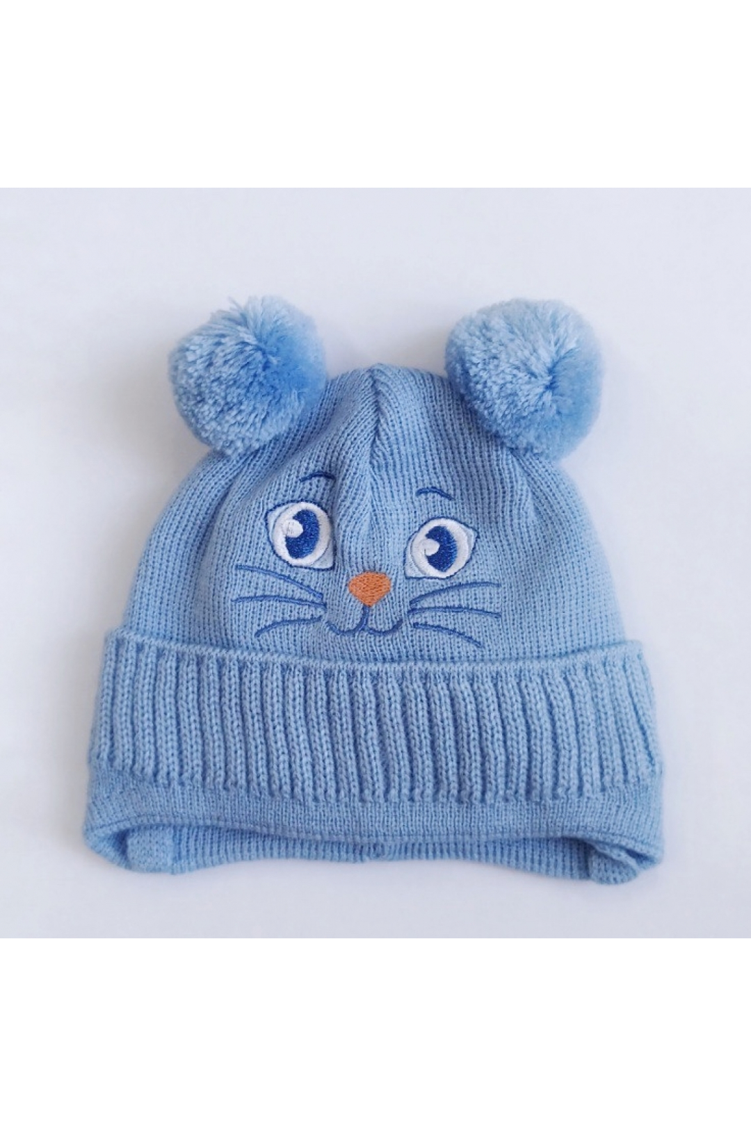 Шапочка для новонароджених блакитна в'язка