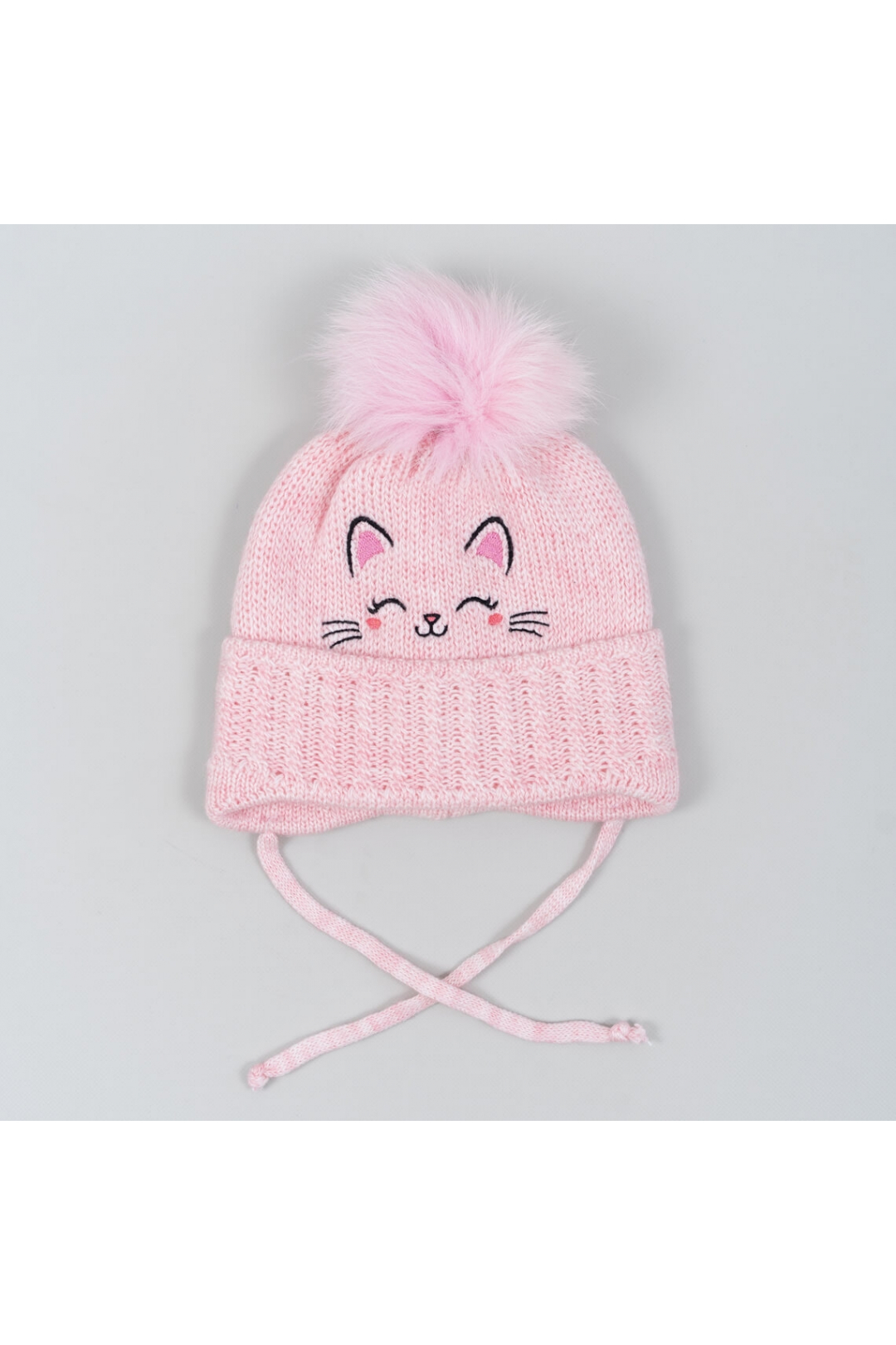 Шапка для дівчинки рожевий пастель в'язка