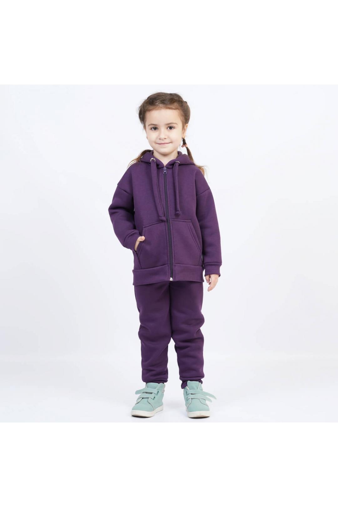 Костюм теплий  для дівчинки фіолетовий тринитка на флісі