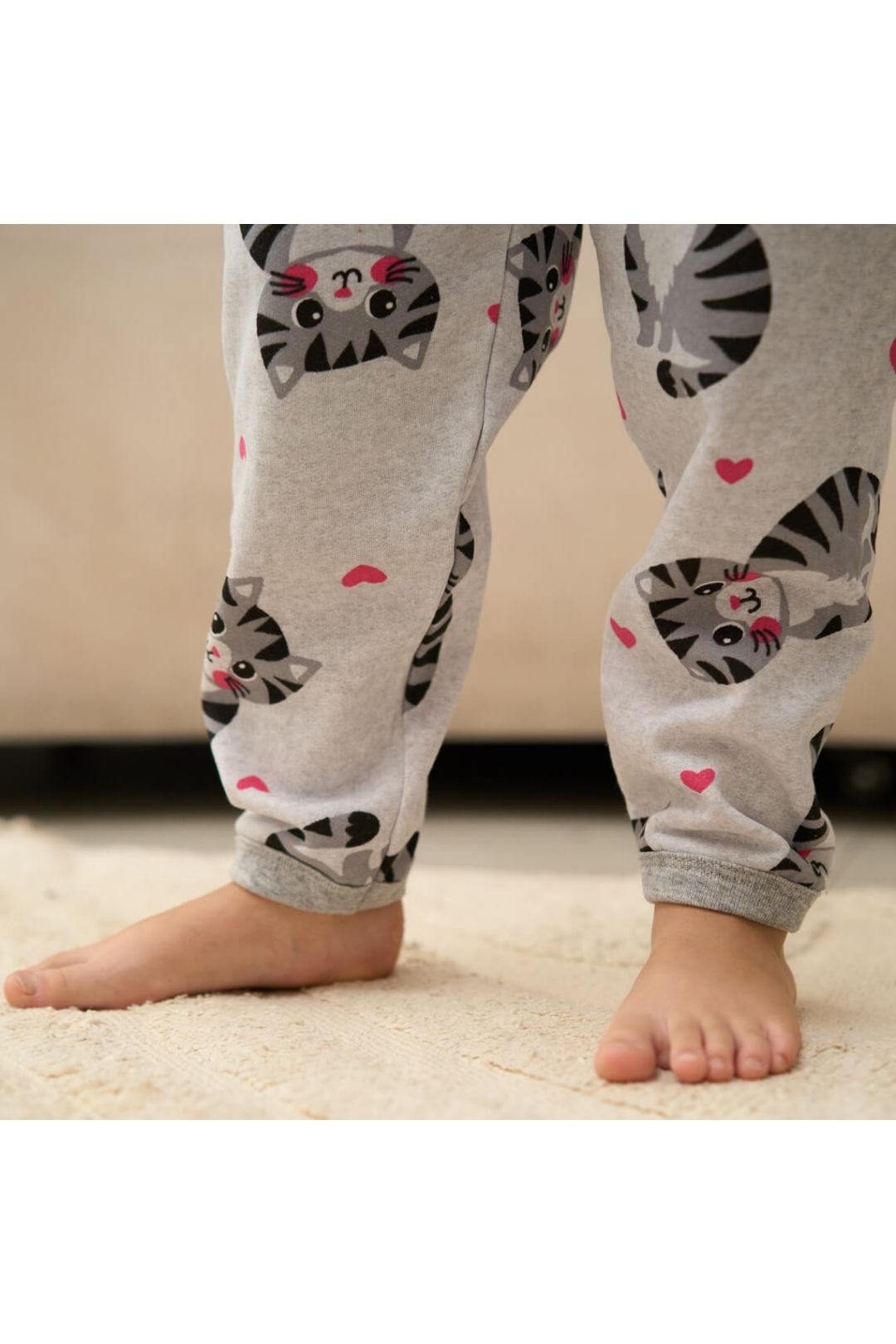 Піжама для дівчинки Киці сірий начіс (футер)