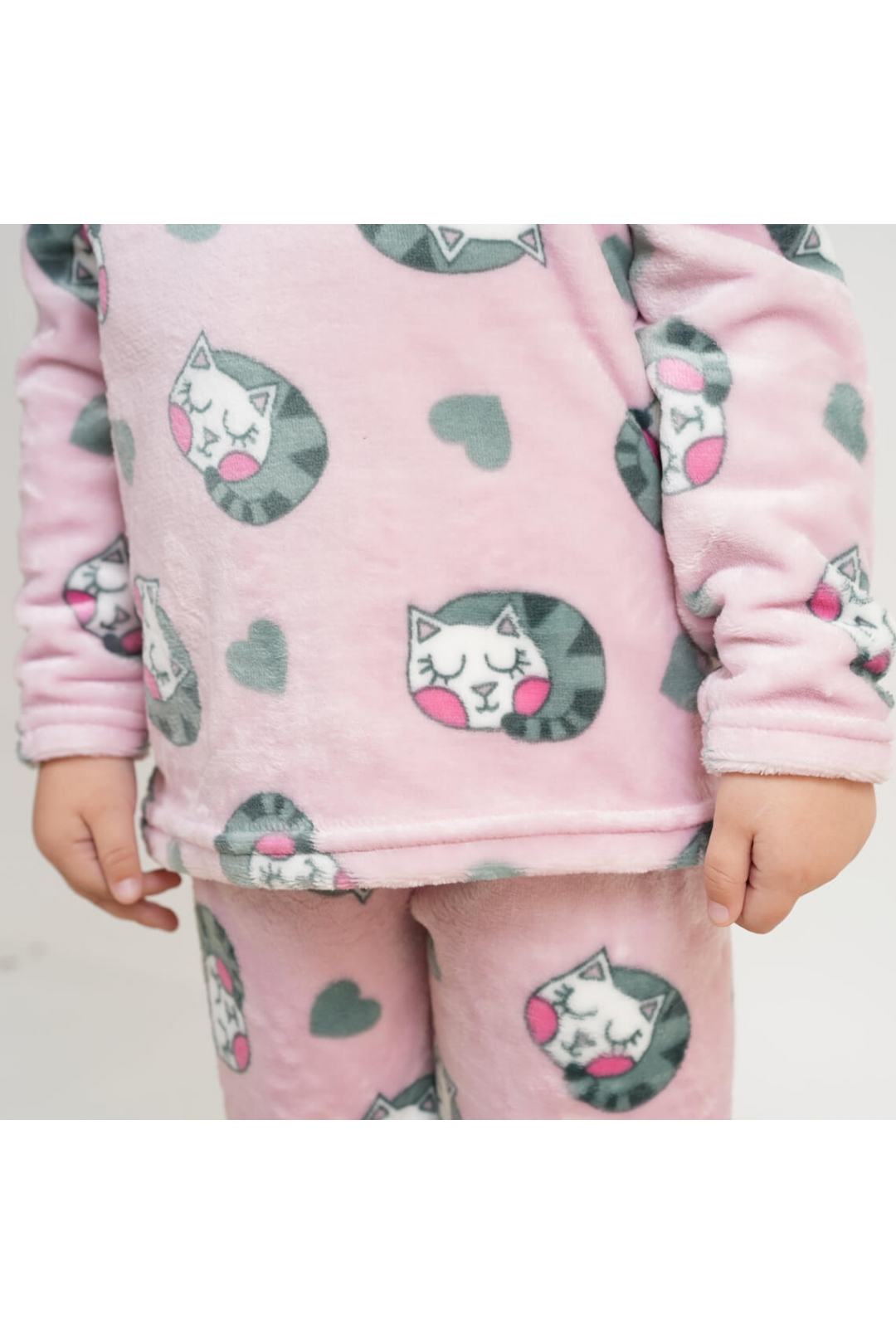 Піжама для дівчинки Киці рожевий велсофт