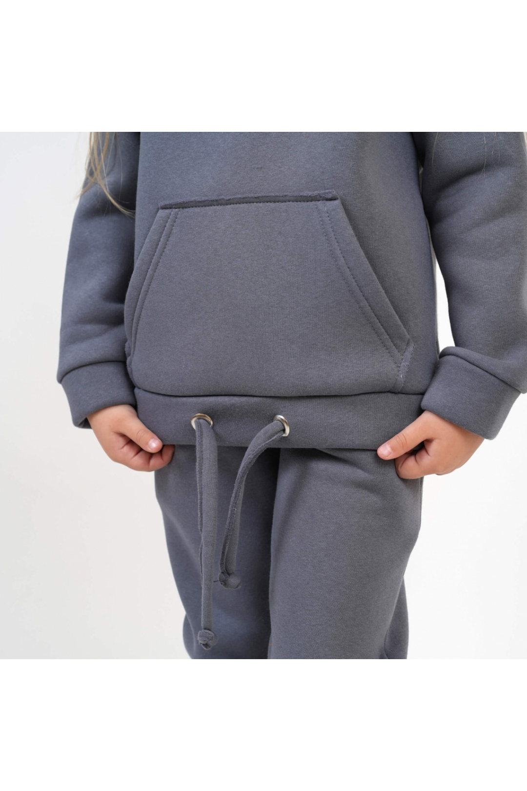 Костюм теплий для дівчинки графіт тринитка на флісі