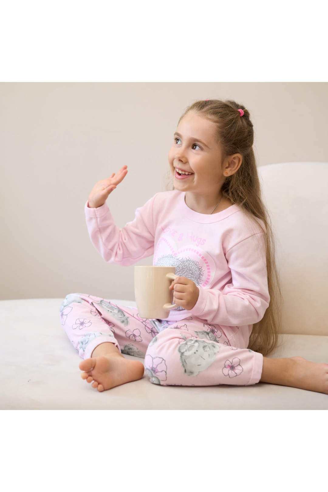 Піжама  для дівчинки Ведмедик Теді рожева начіс(футер)