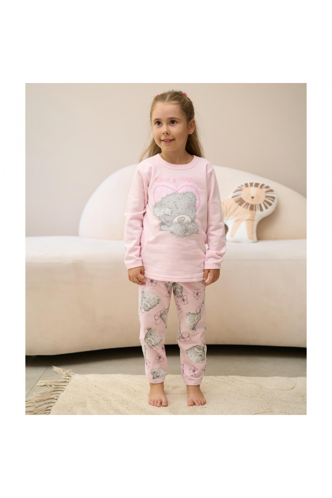 Піжама  для дівчинки Ведмедик Теді рожева начіс(футер)