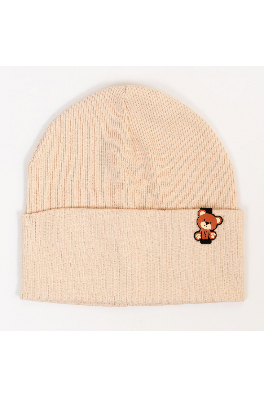 Шапка для хлопчика бежевий рубчик преміум