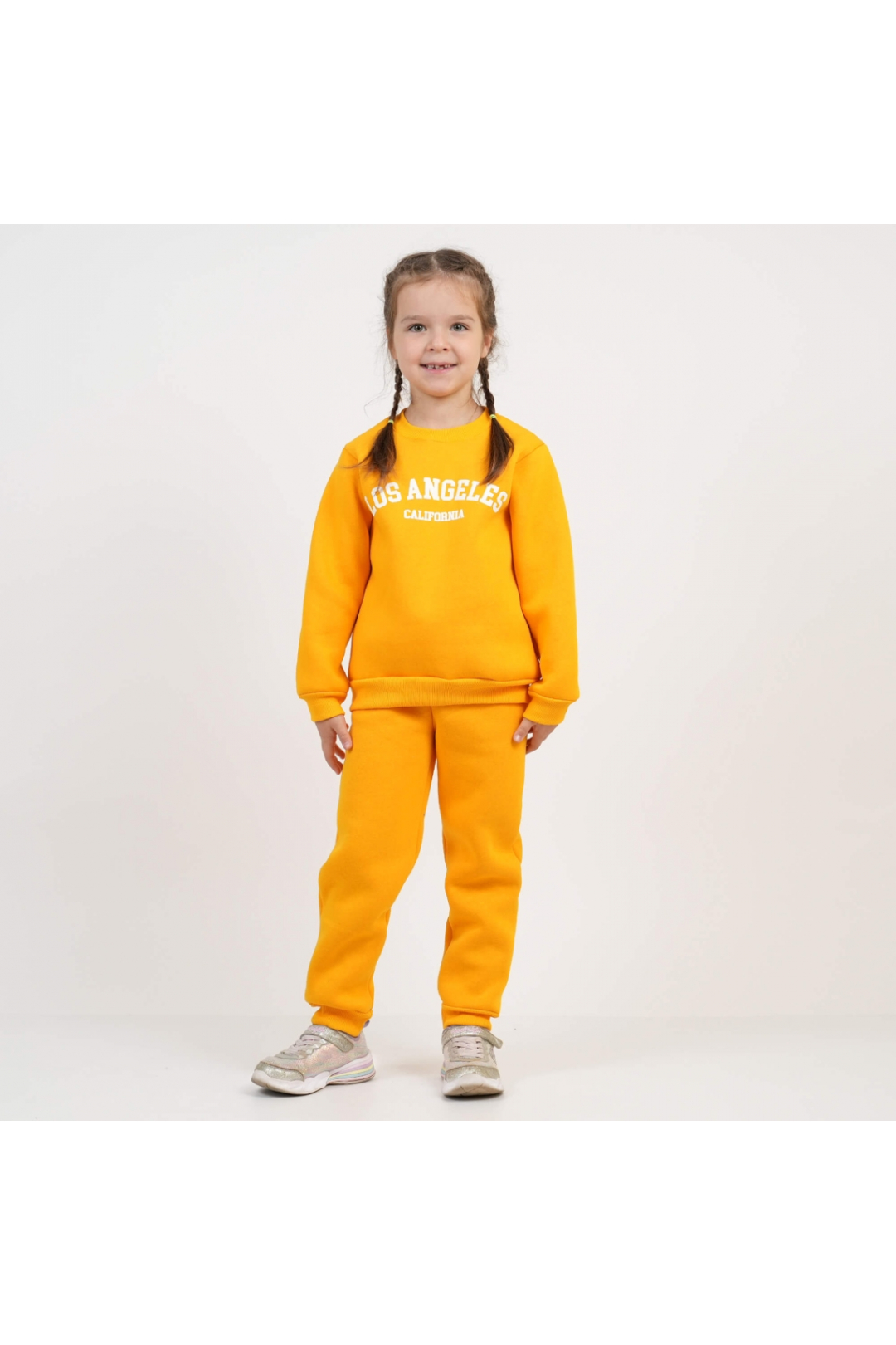 Костюм теплий для дівчинки жовтий тринитка на флісі