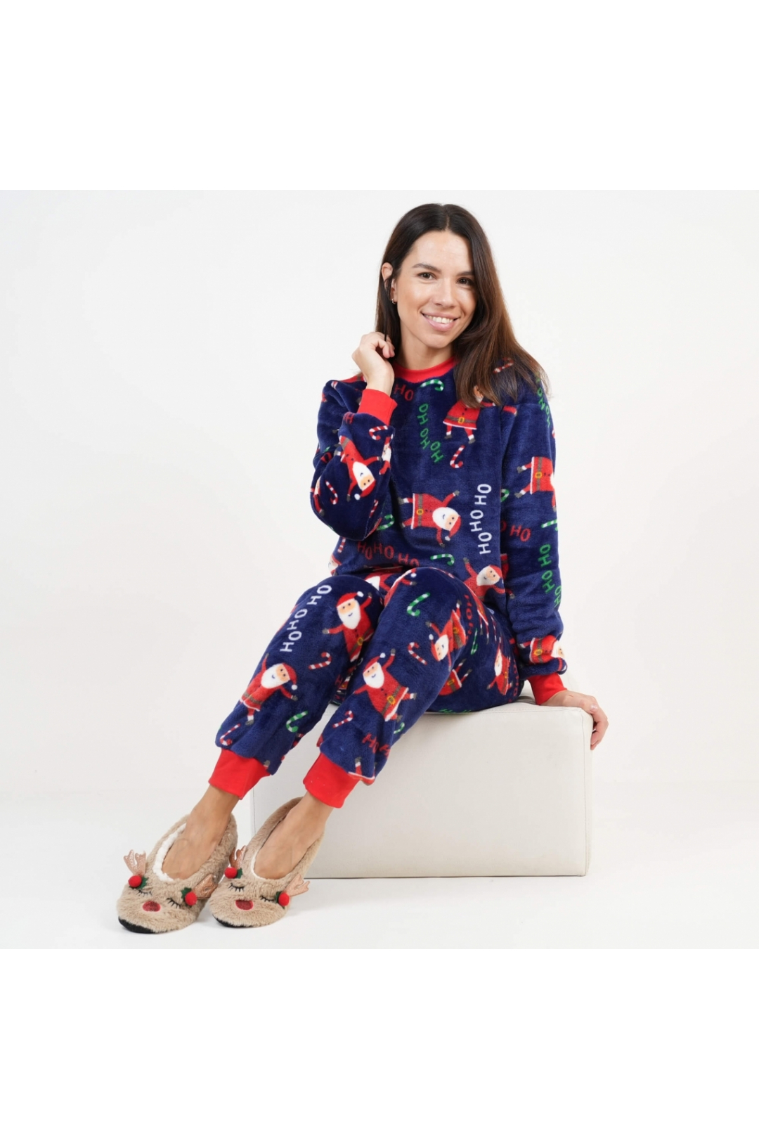 Піжама тепла жіноча  Санти синій велсофт