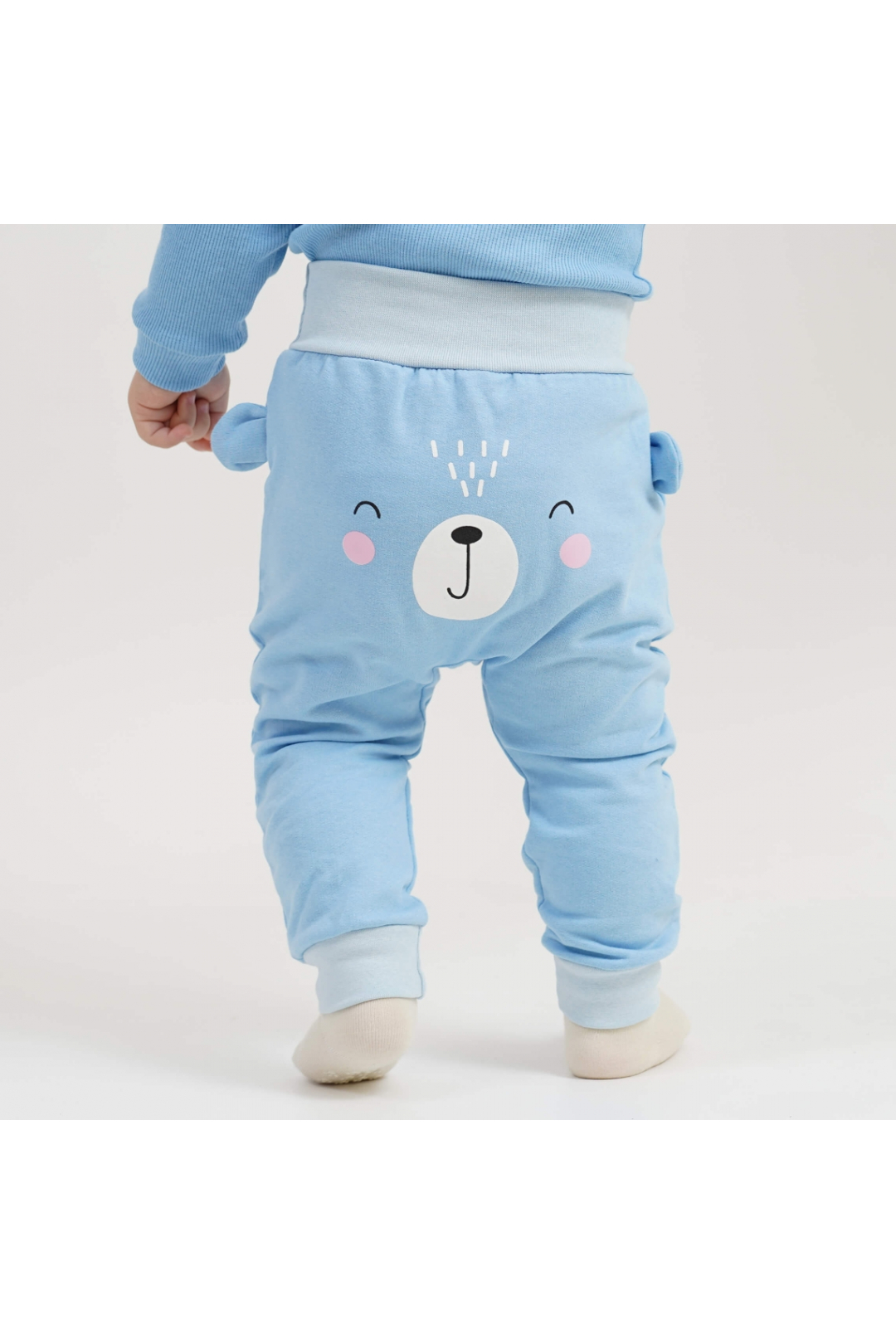 Штанці  ясельні з мордочкою та вушками блакитний начіс (футер)