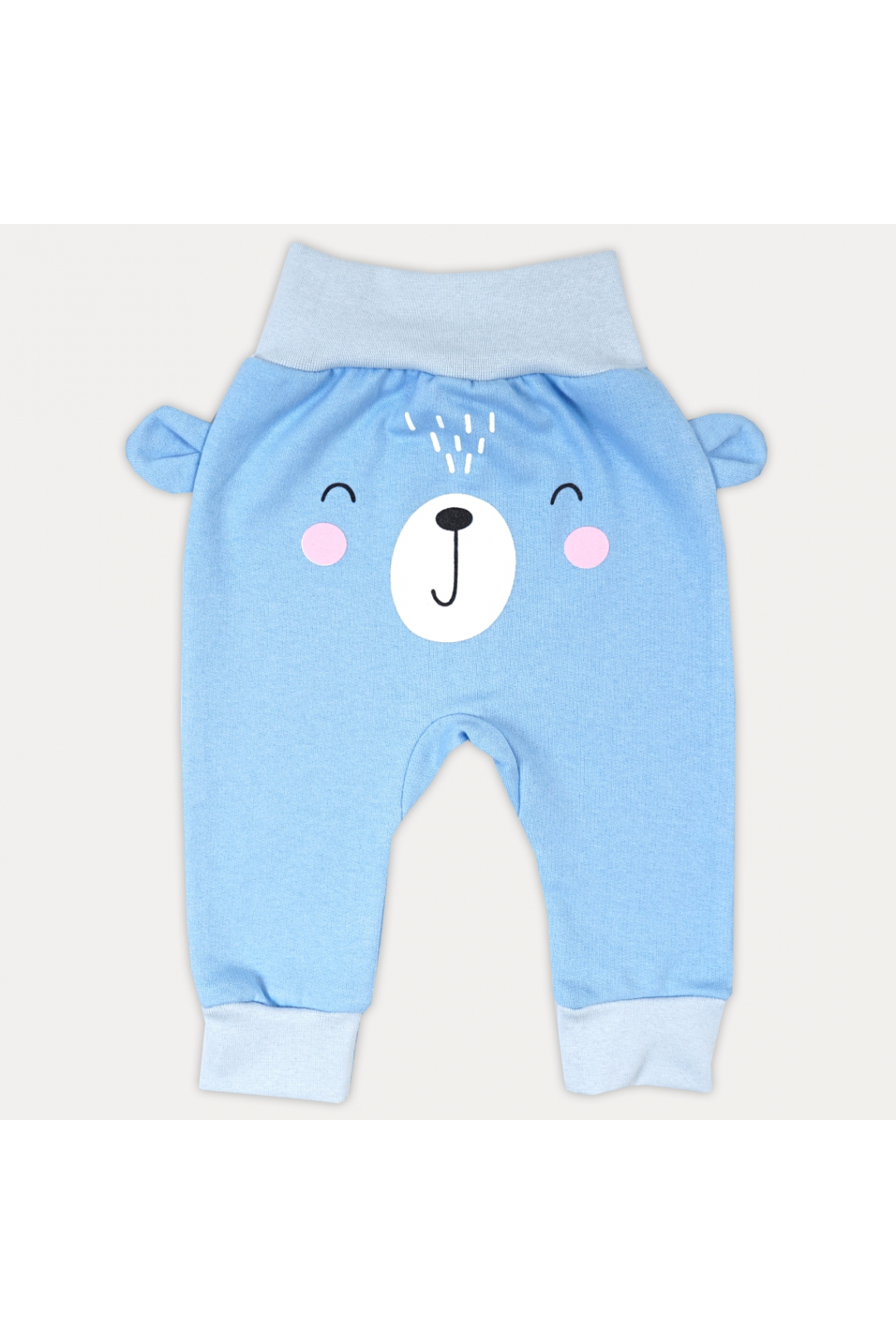 Штанці  ясельні з мордочкою та вушками блакитний начіс (футер)