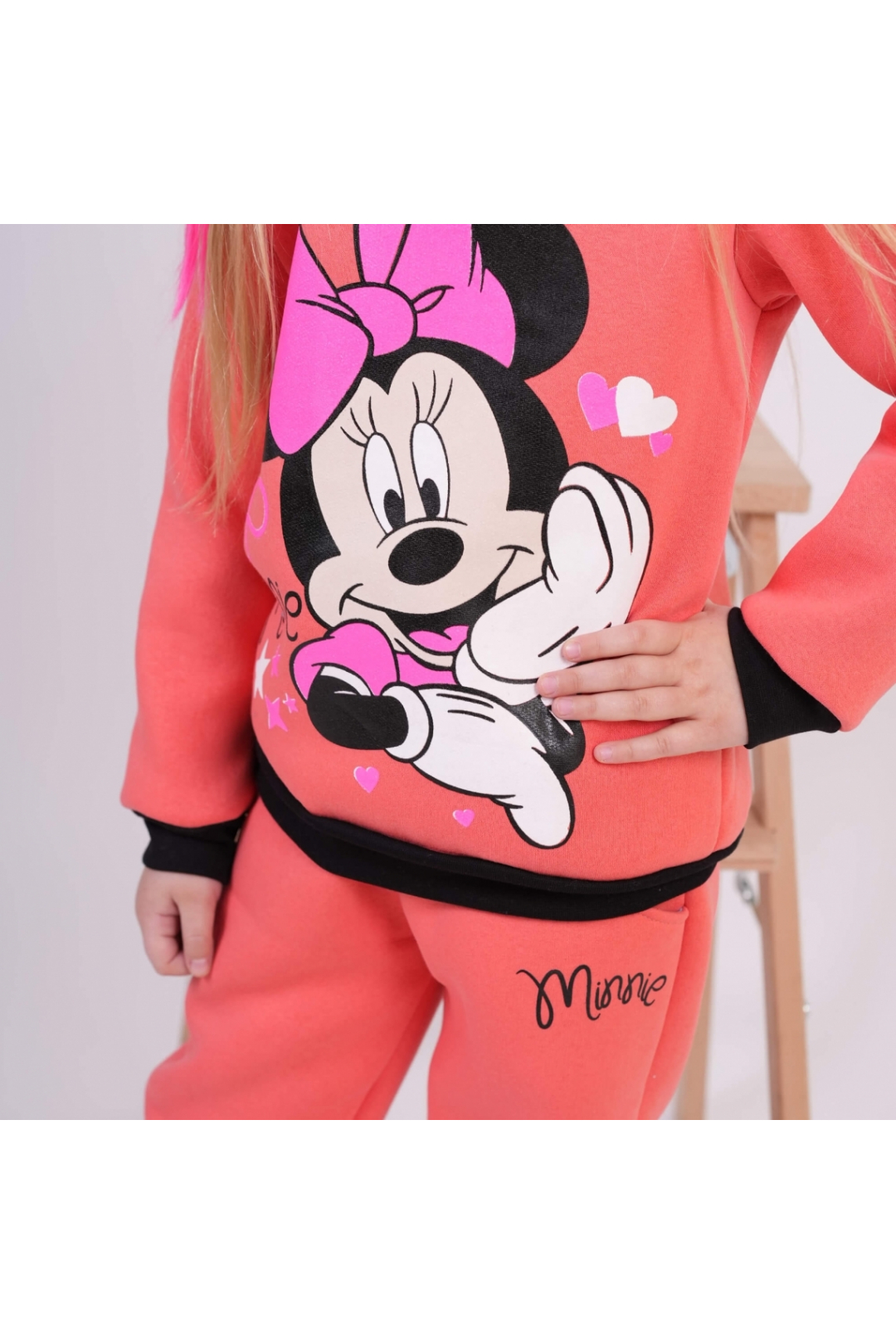 Костюм теплий для дівчинки Міні кораловий тринитка на флісі