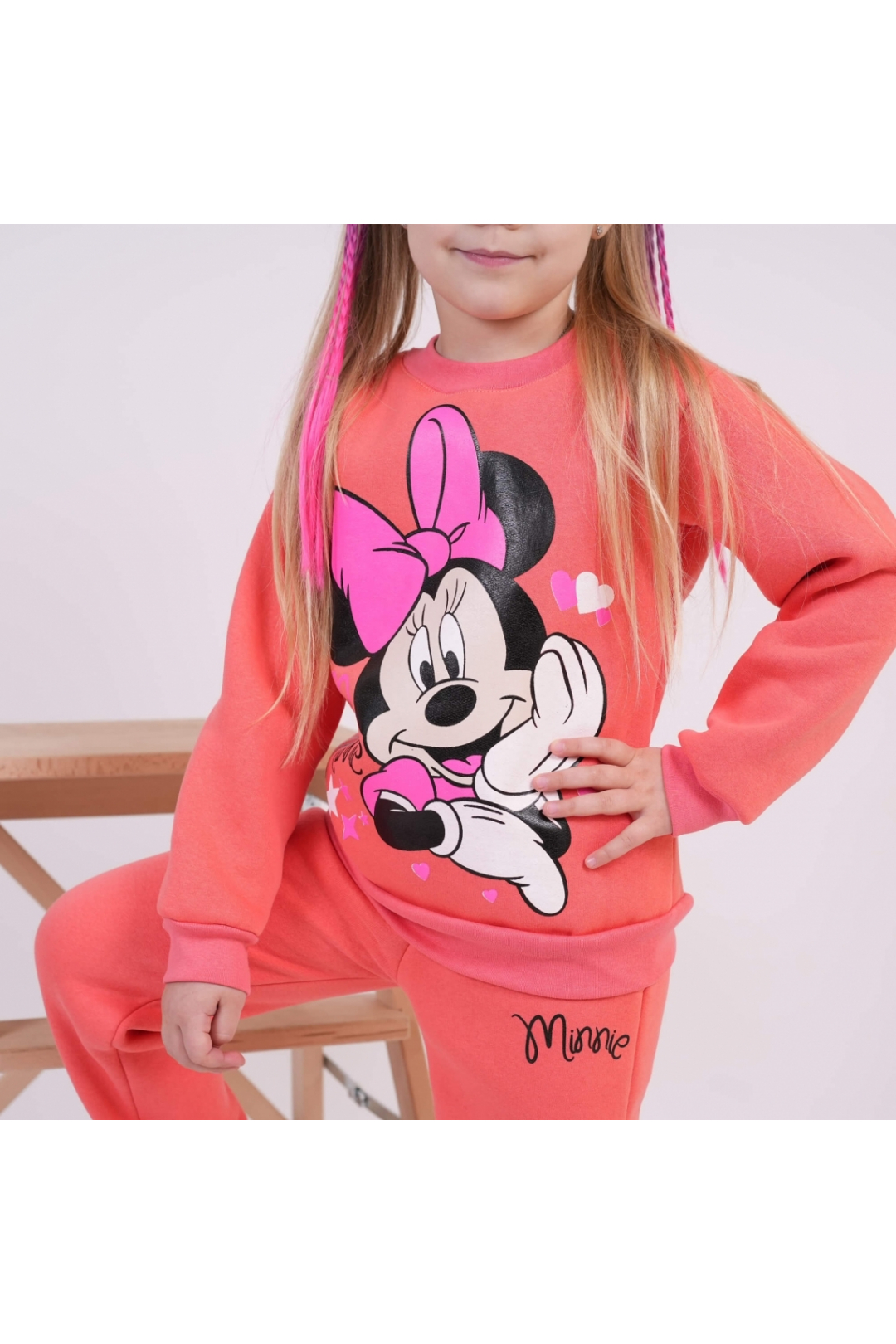 Костюм теплий для дівчинки Міні кораловий тринитка на флісі