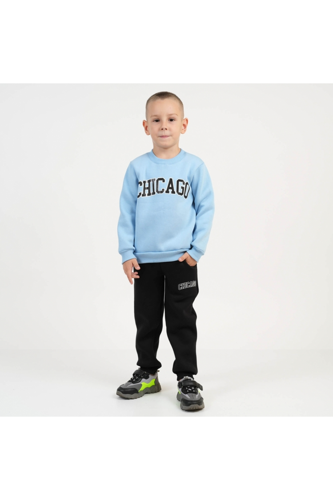 Костюм теплий для хлопчика блакитний тринитка на флісі