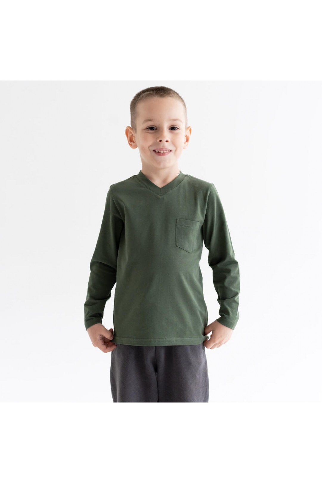 Лонгслів з кишенєю для хлопчика хакі фулікра
