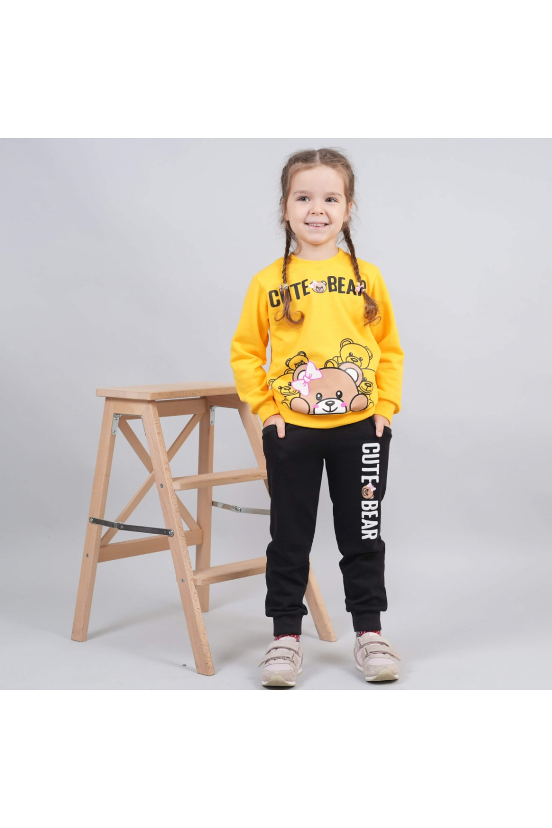 Костюм для дівчинки Ведмедики жовтий начіс (футер)