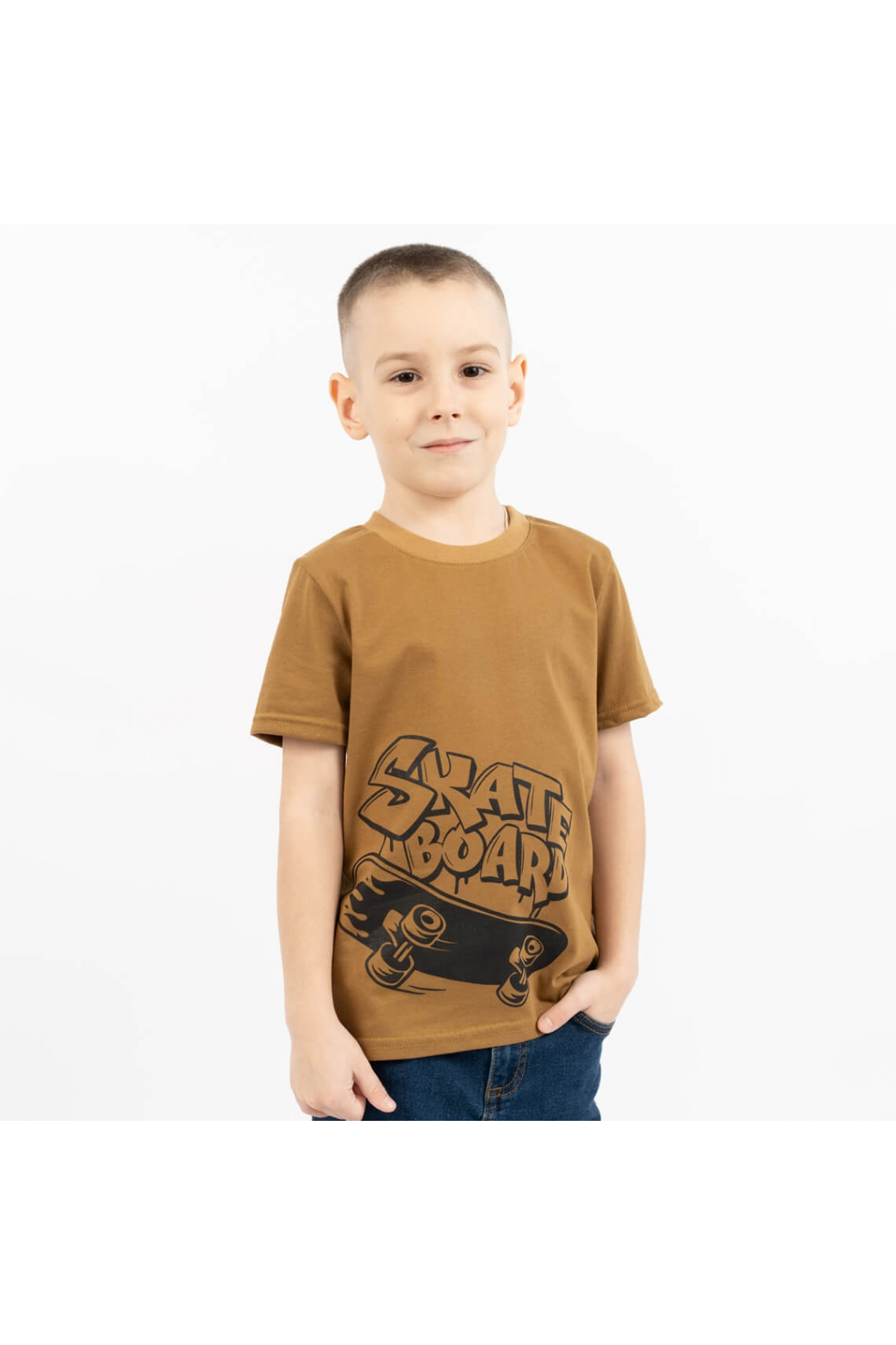 Футболка для хлопчика Скейт гірчичний кулір