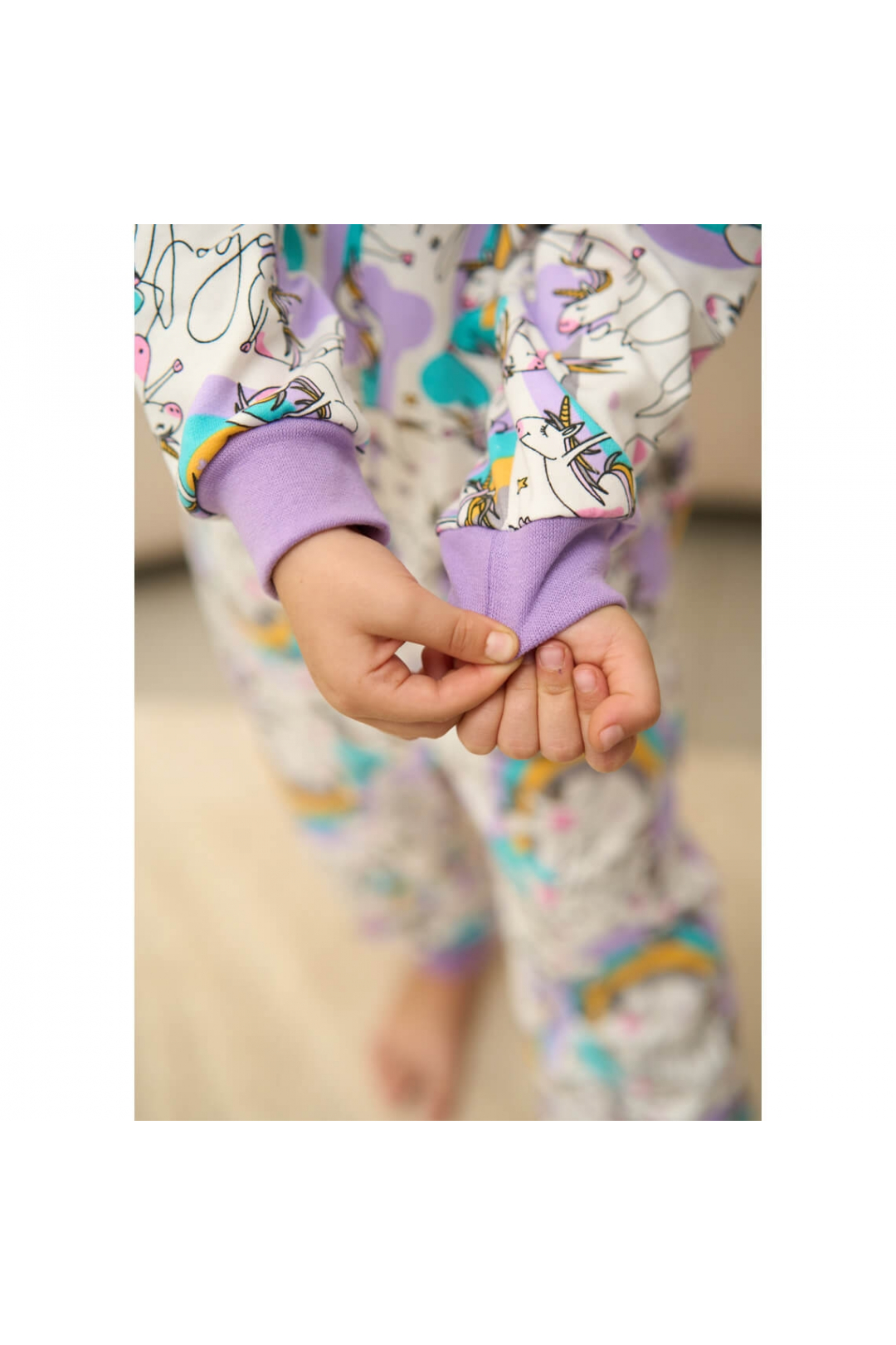 Піжама-комбінезон для дівчинки  Єдинорог бузковий начіс (футер)