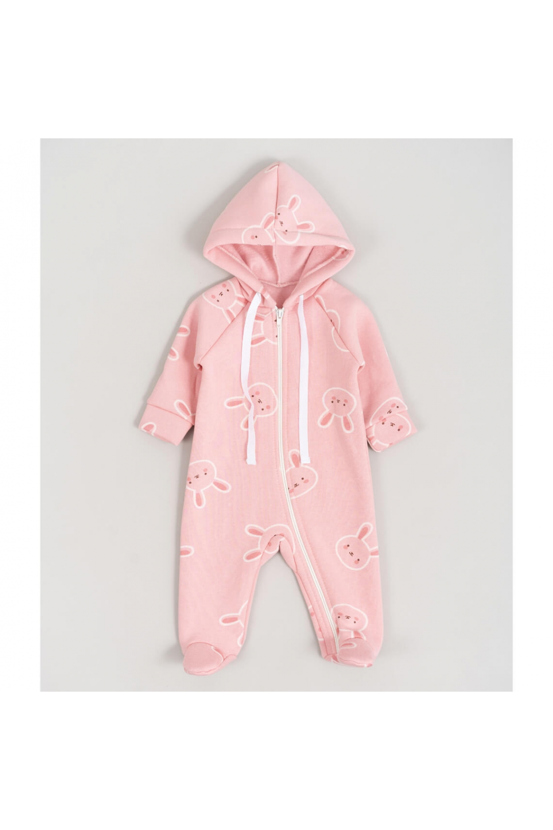 Комбінезон для малят  Рожевий Зайчики рожевий тринитка  на флісі