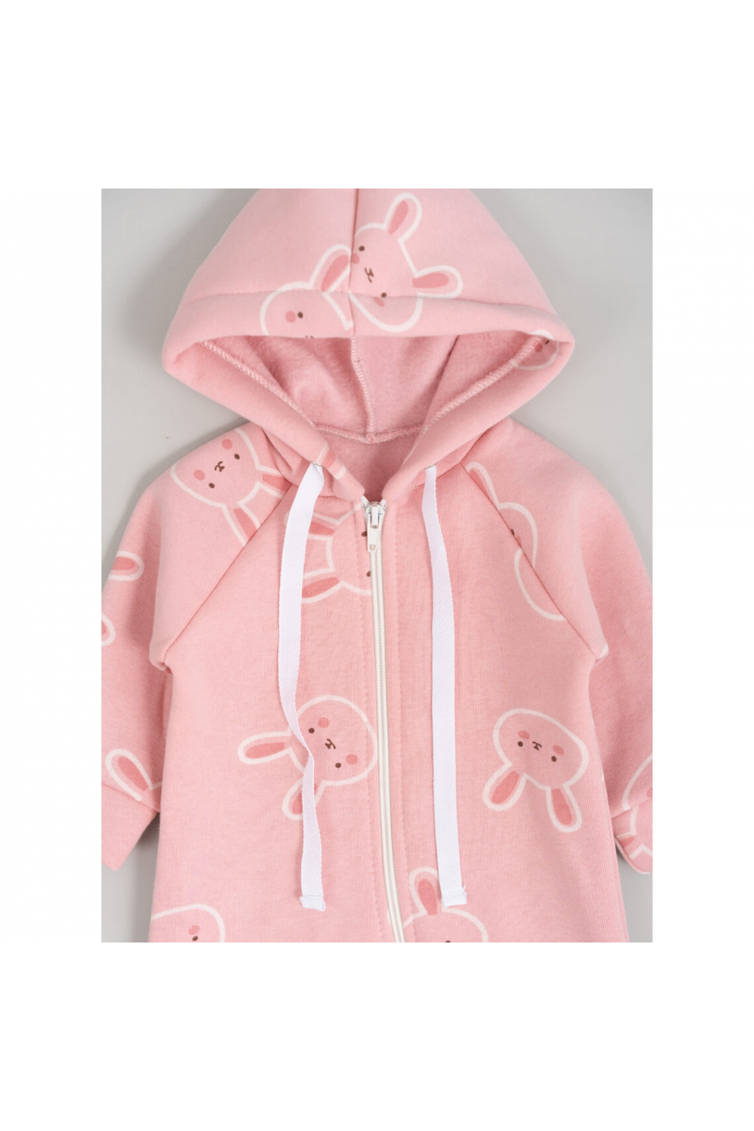 Комбінезон для малят  Рожевий Зайчики рожевий тринитка  на флісі