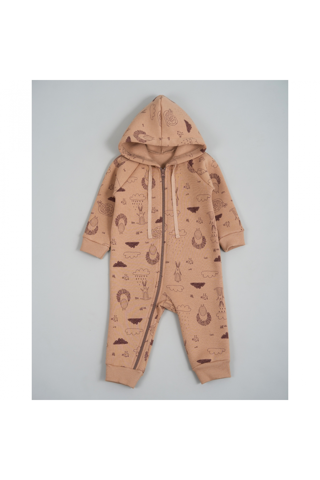 Комбінезони для новонародженних Лісові звірята карамель тринитка на флісі