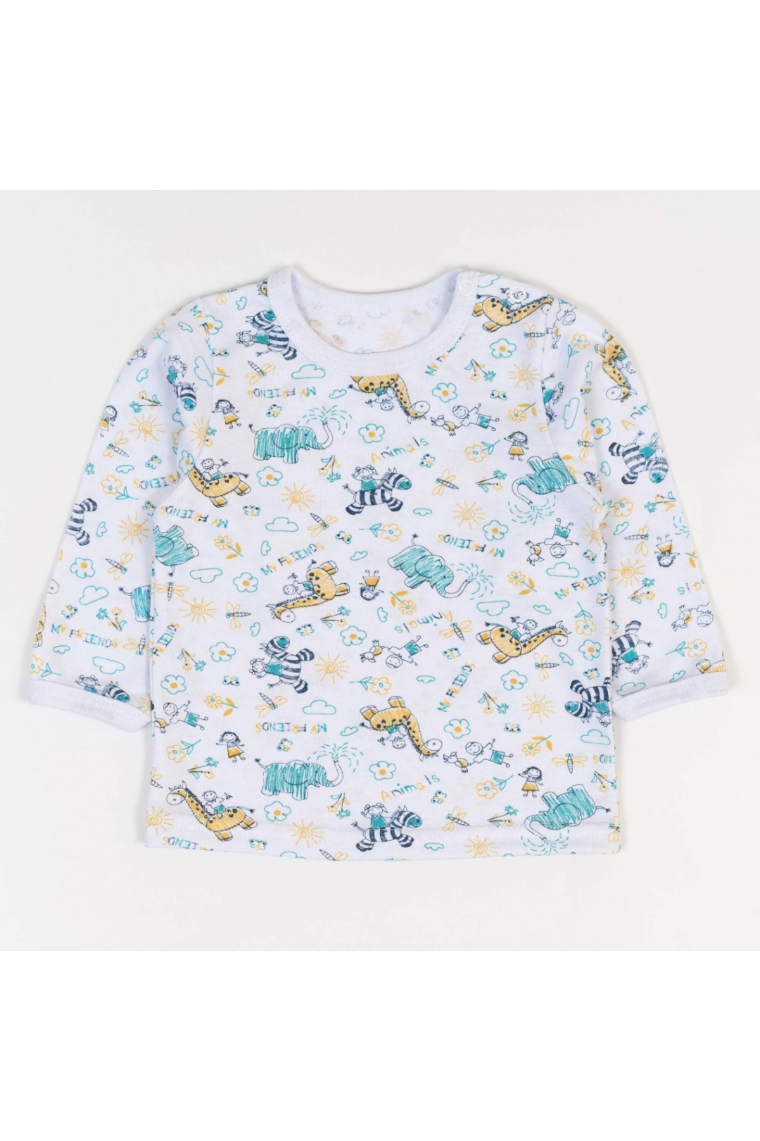 Футболка ясельна з довгим рукавом Слоніки Жирафи кулір