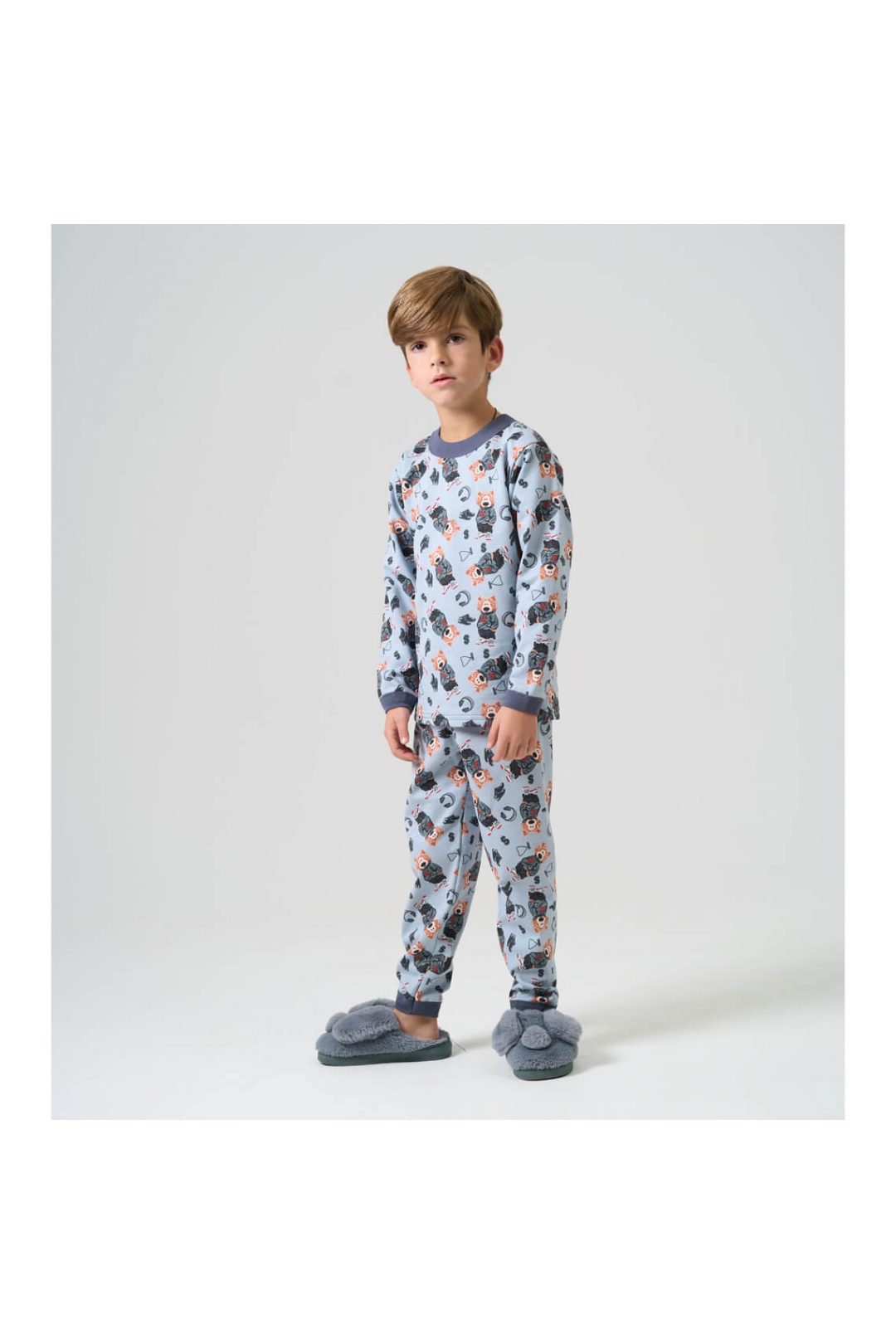 Піжама для Хлопчика Блакитний Ведмедики блакитний начіс (футер)