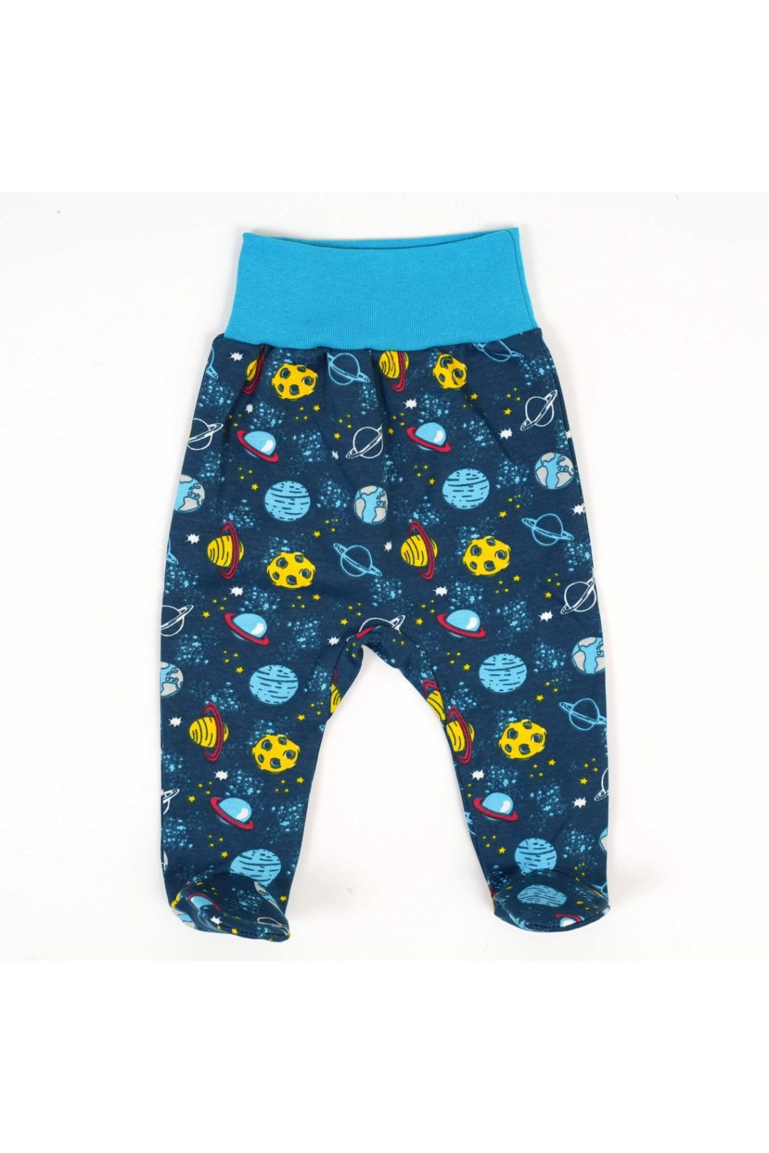 Повзунки для новонароджених Космос бірюзовий інтерлок