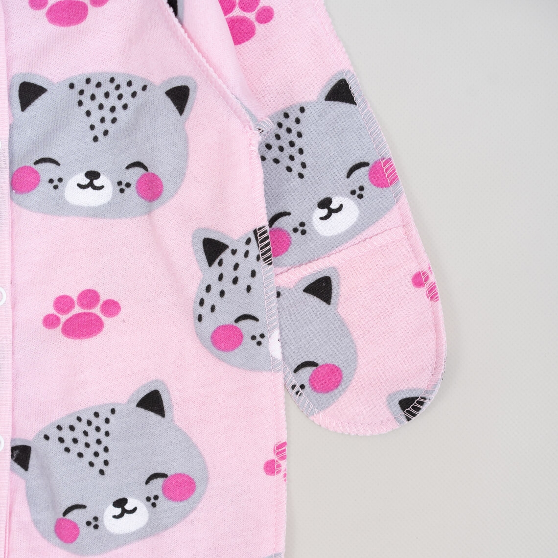Сліп для новонароджених рожевий Котики начіс високої якості(футер)