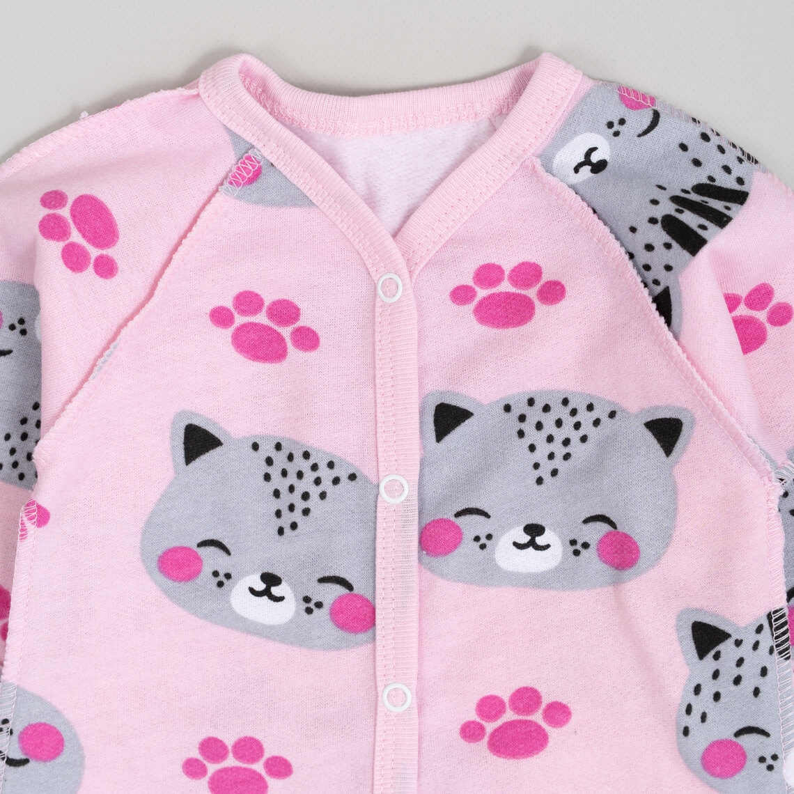 Сліп для новонароджених рожевий Котики начіс високої якості(футер)