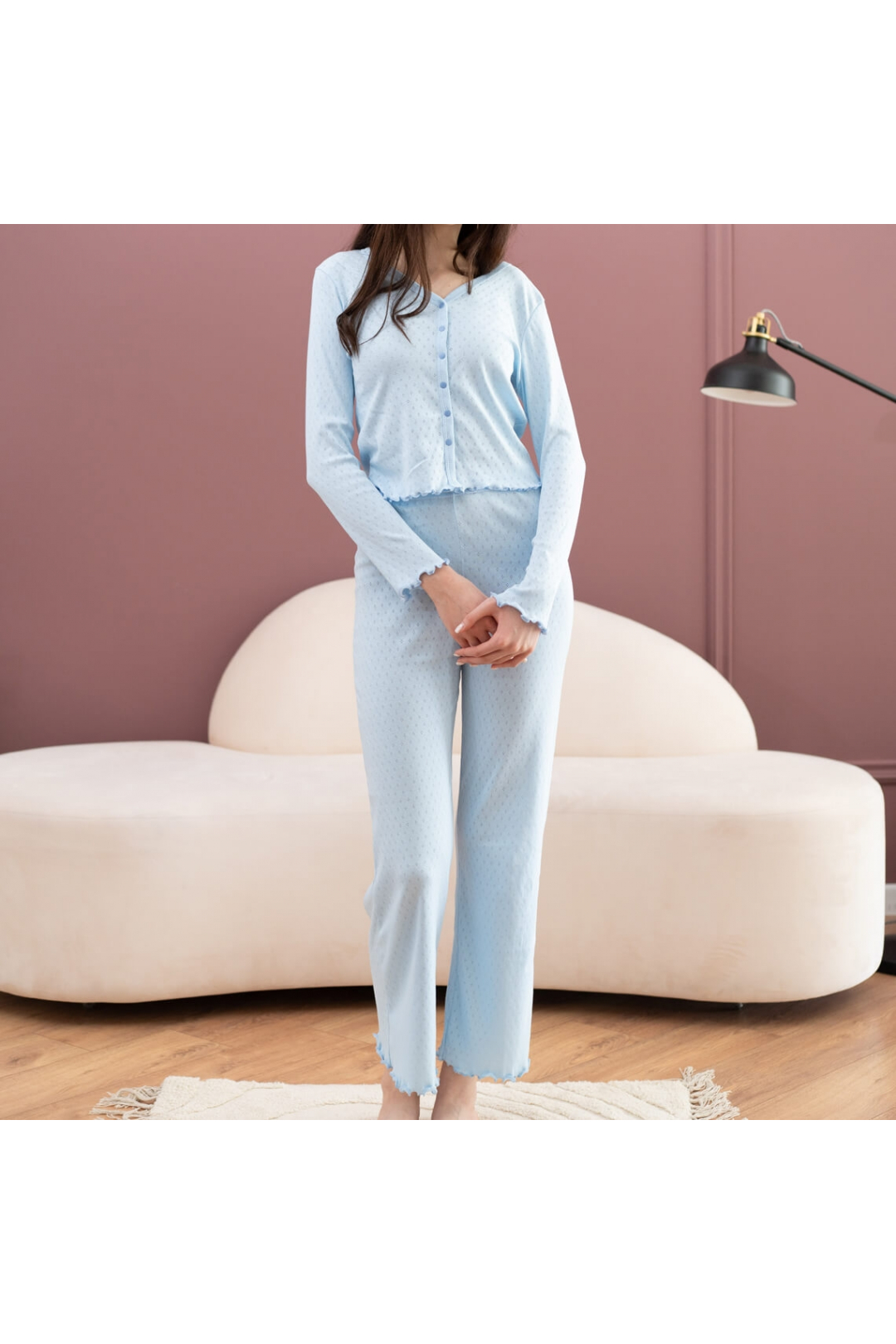 Комплект жіночий блакитний трансфер