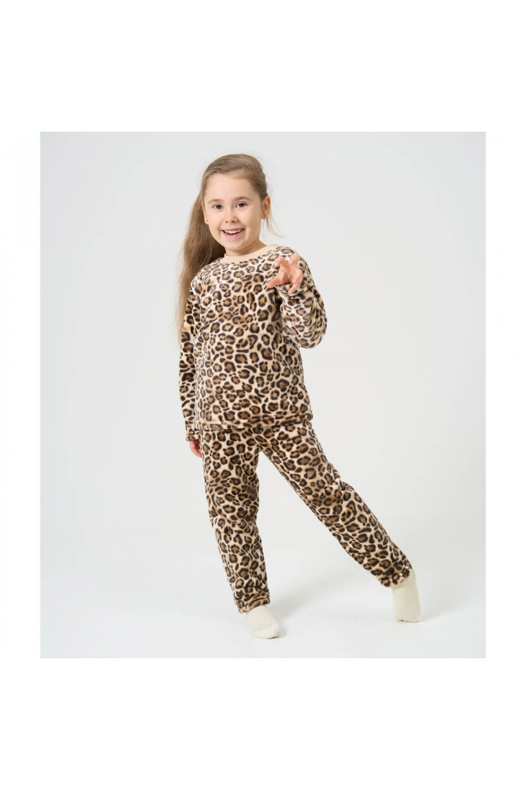 Піжама для дівчинки Лео бежевий велсофт